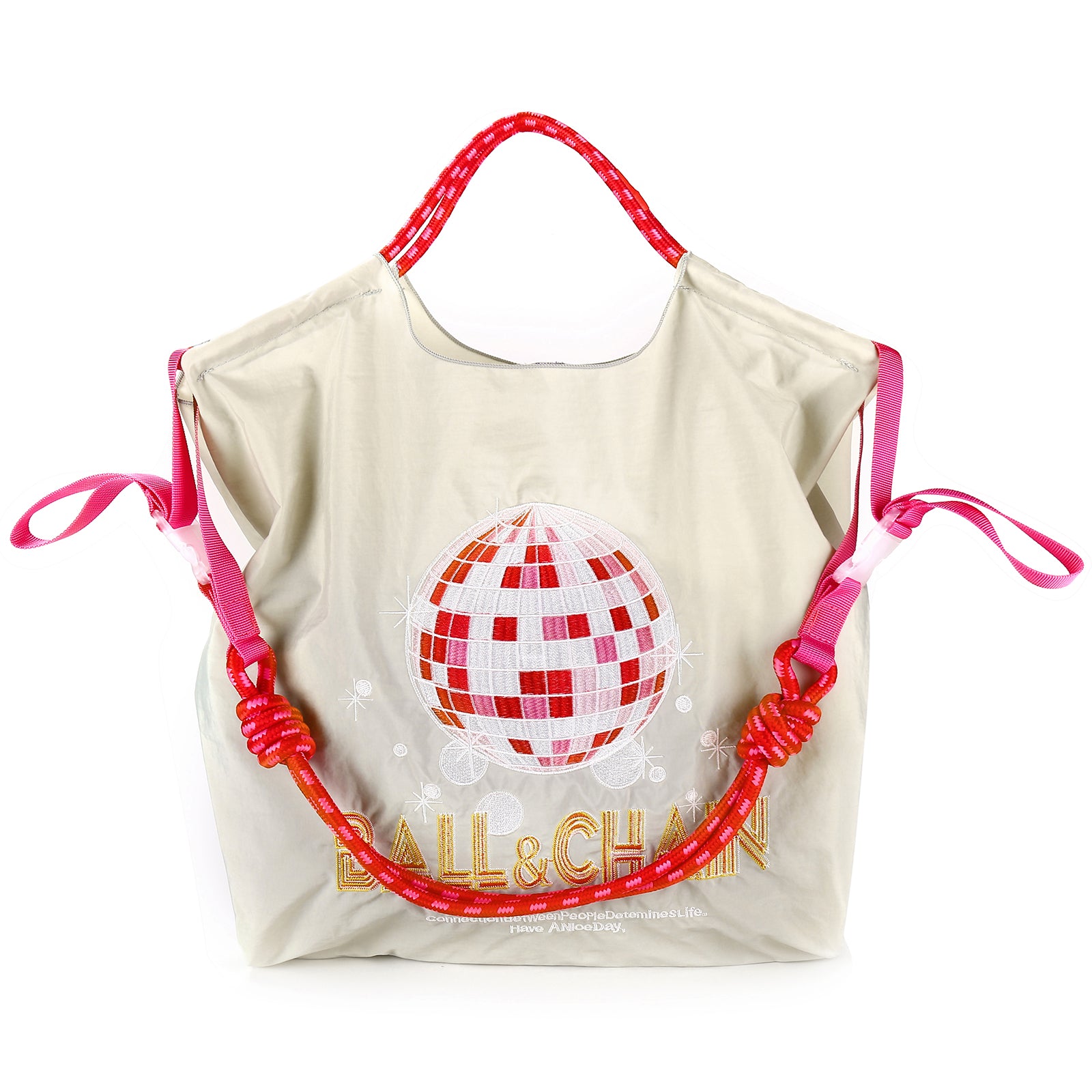 Ball&Chain Embroidery Nylon Tote Bag for Women, Bridal Shower Gifts for Bride(L)