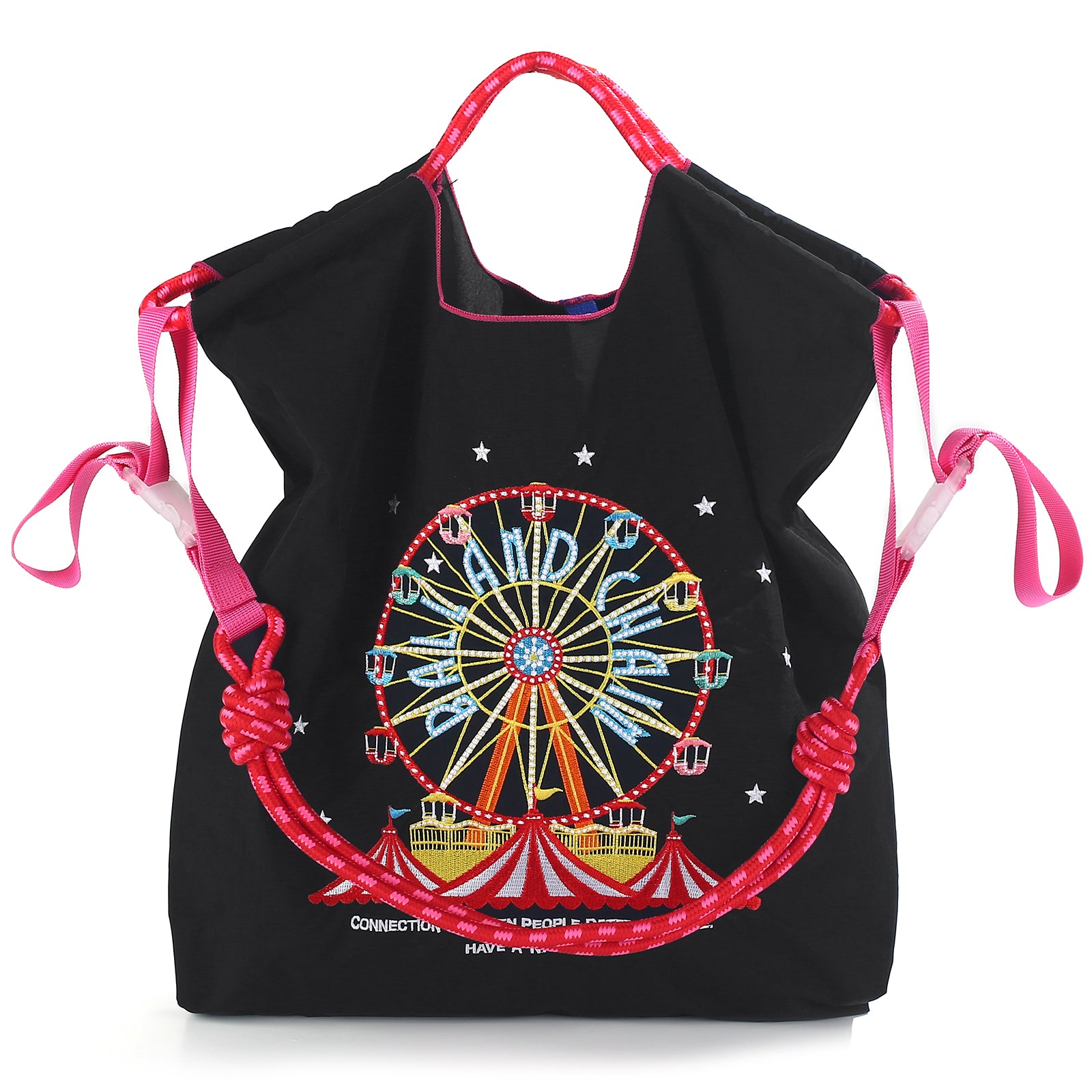 Ball&Chain Embroidery Ferris Wheel Nylon Tote Bag for Women, HandBags Large Capacity Casual Handbags for Mom Teacher Friend(M)