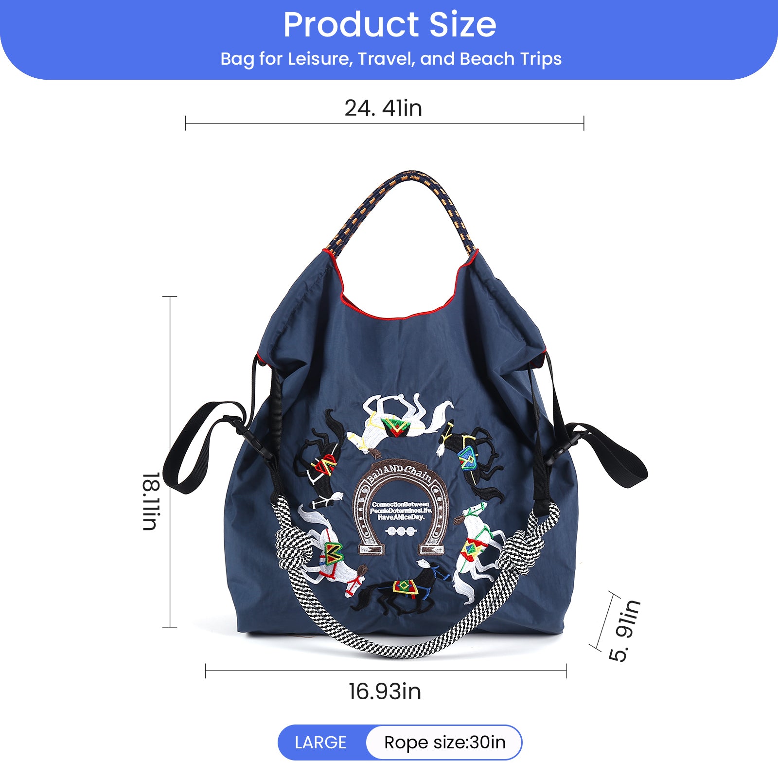 Ball&Chain Tote Bag for Women,Travel Shoulder Bag Large Shoulder Bag Top Handle Handbag for Travel, Work(L)