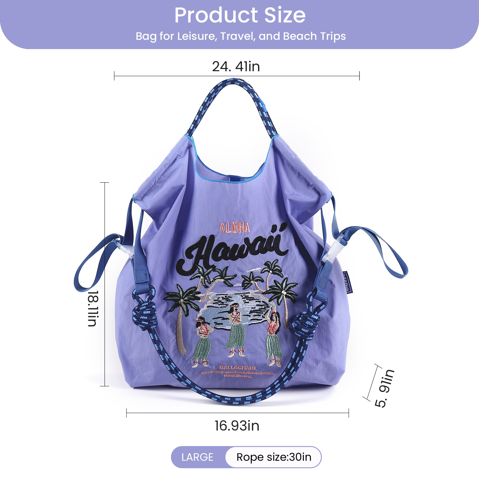 Ball&Chain Tote Bag for Women, Foldable Tote Bag With Large Shoulder strap Bag Handle Handbag for Travel, Work(L)