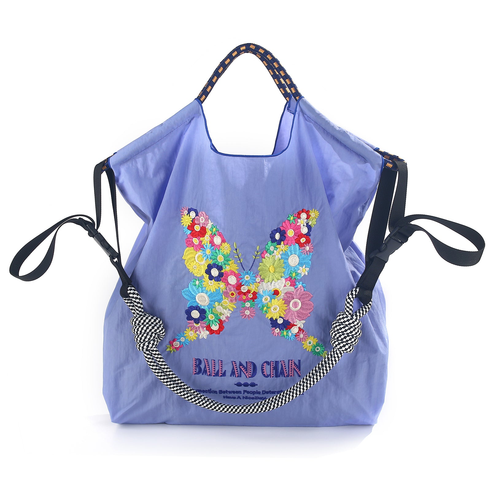Ball&Chain Women's Fashion Handbag Embroidered Nylon Handbag(L)