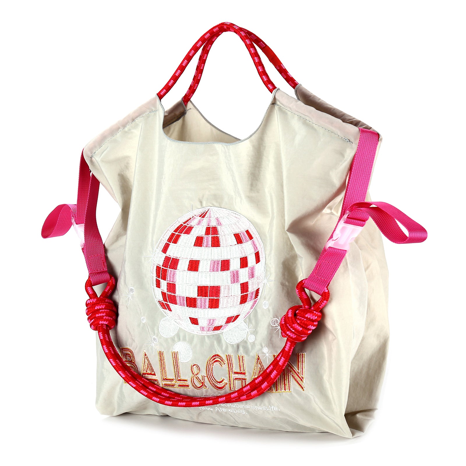 Ball&Chain Embroidery Nylon Tote Bag for Women, Bridal Shower Gifts for Bride(L)