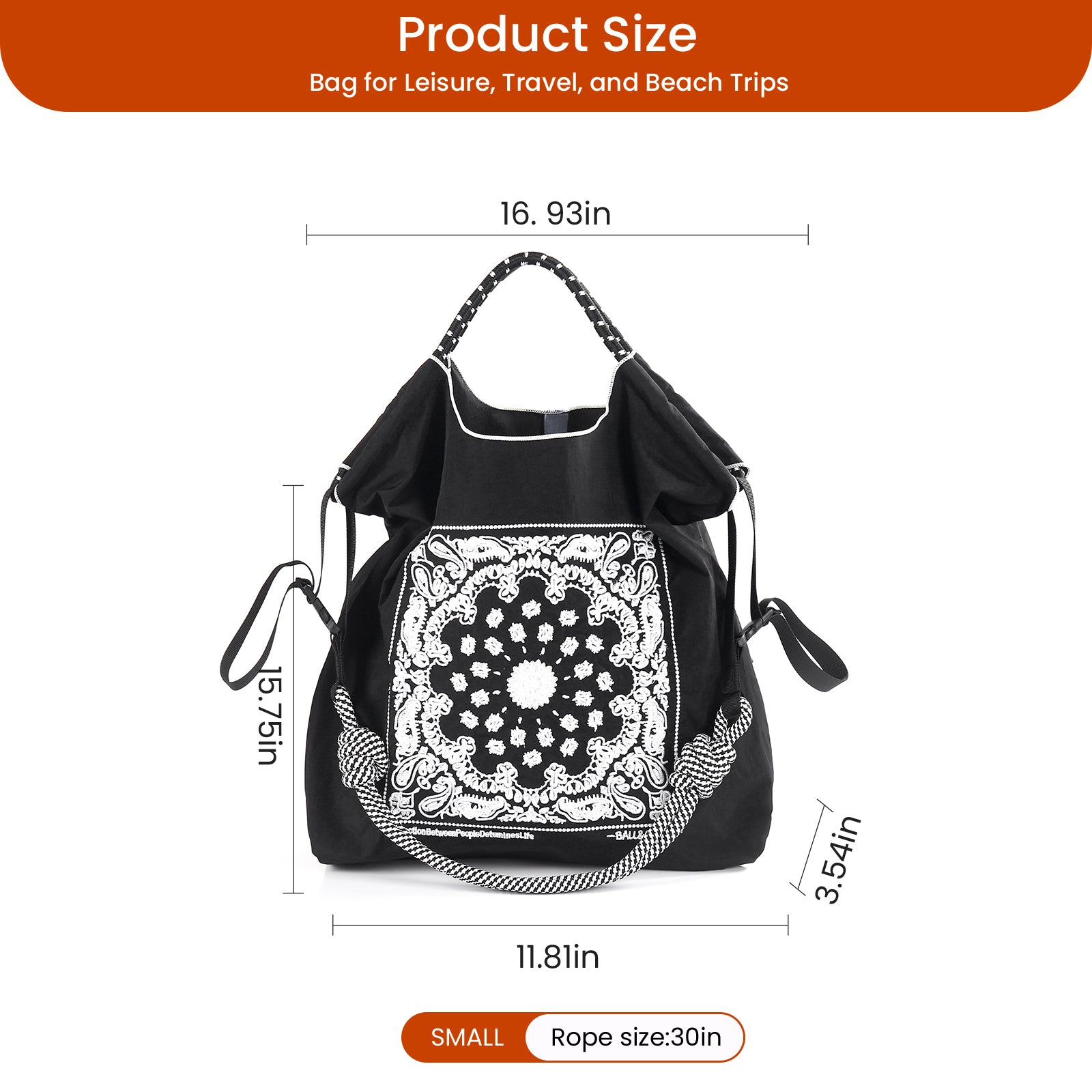 Ball&Chain Summer Embroidery Beach Tote Bag - Stylish, Spacious, and Perfect for Women,Mom, Friends Great Gift.(M)