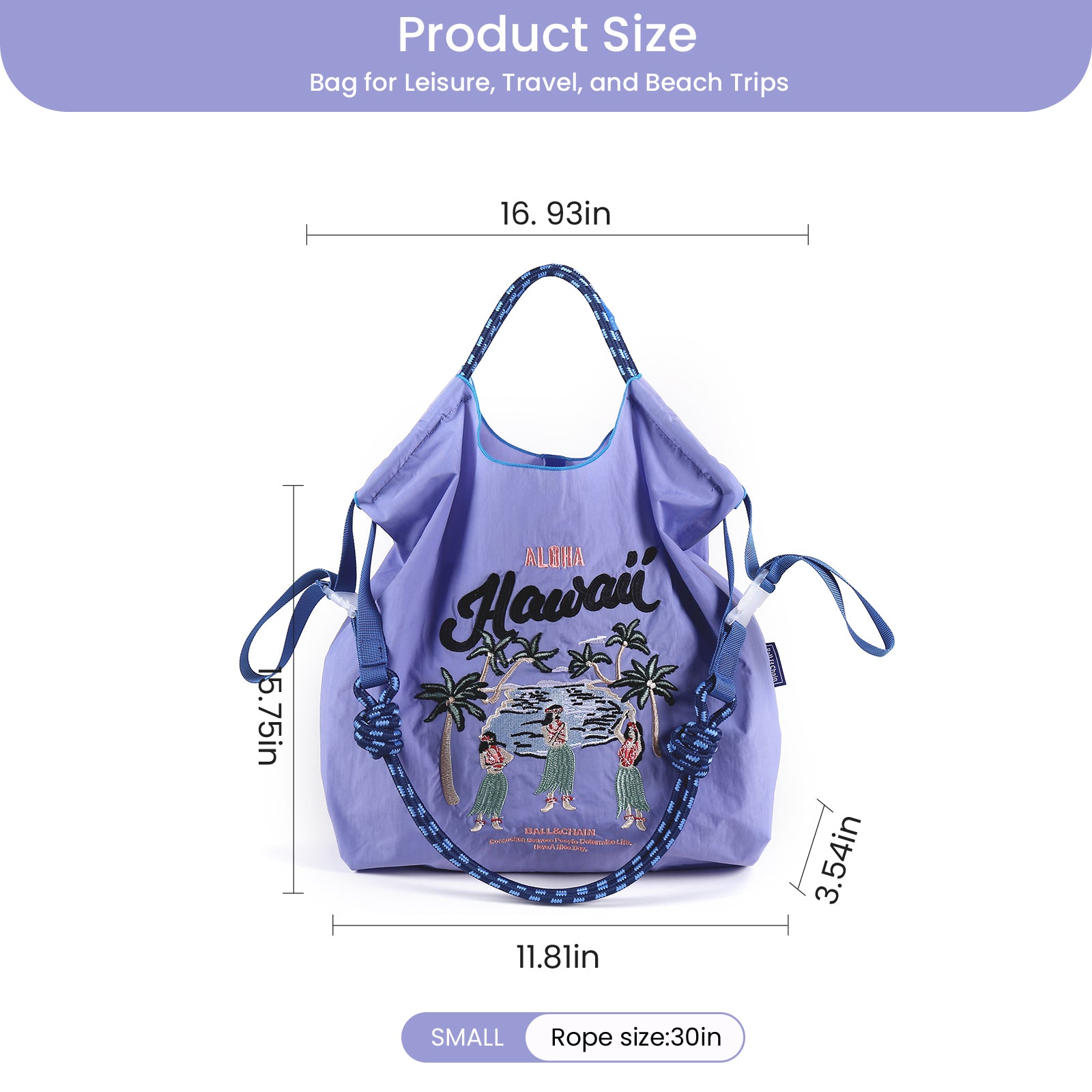 Ball&Chain The Embroidery Ultimate Nylon Tote Bag for Women - Perfect for Live Shopping, Travel, Birthdays, and Beach.(M)