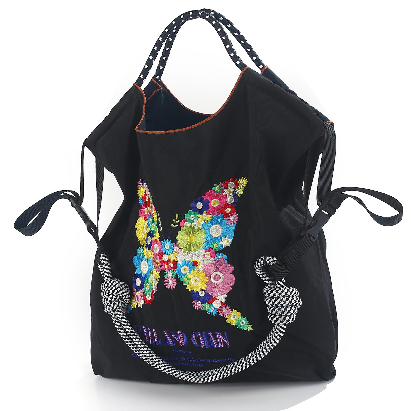 Ball&Chain Women's Fashion Handbag Embroidered Nylon Handbag(L)
