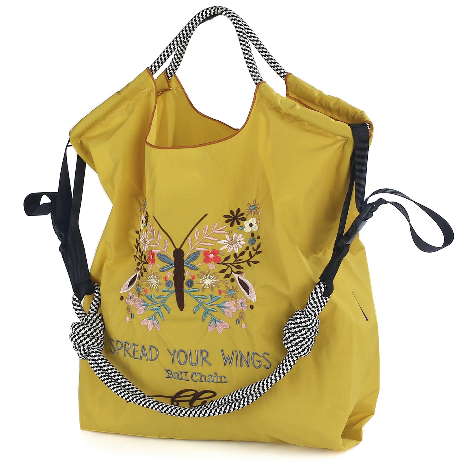 Ball&Chain Women's Fashion Handbag Embroidered Exquisite Butterfly Nylon Handbag(L)