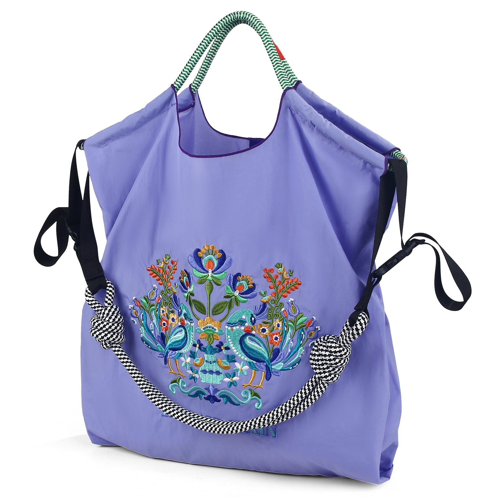 Ball&Chain Shoulder Tote Bag for Women, Nylon Top-Handle(L)