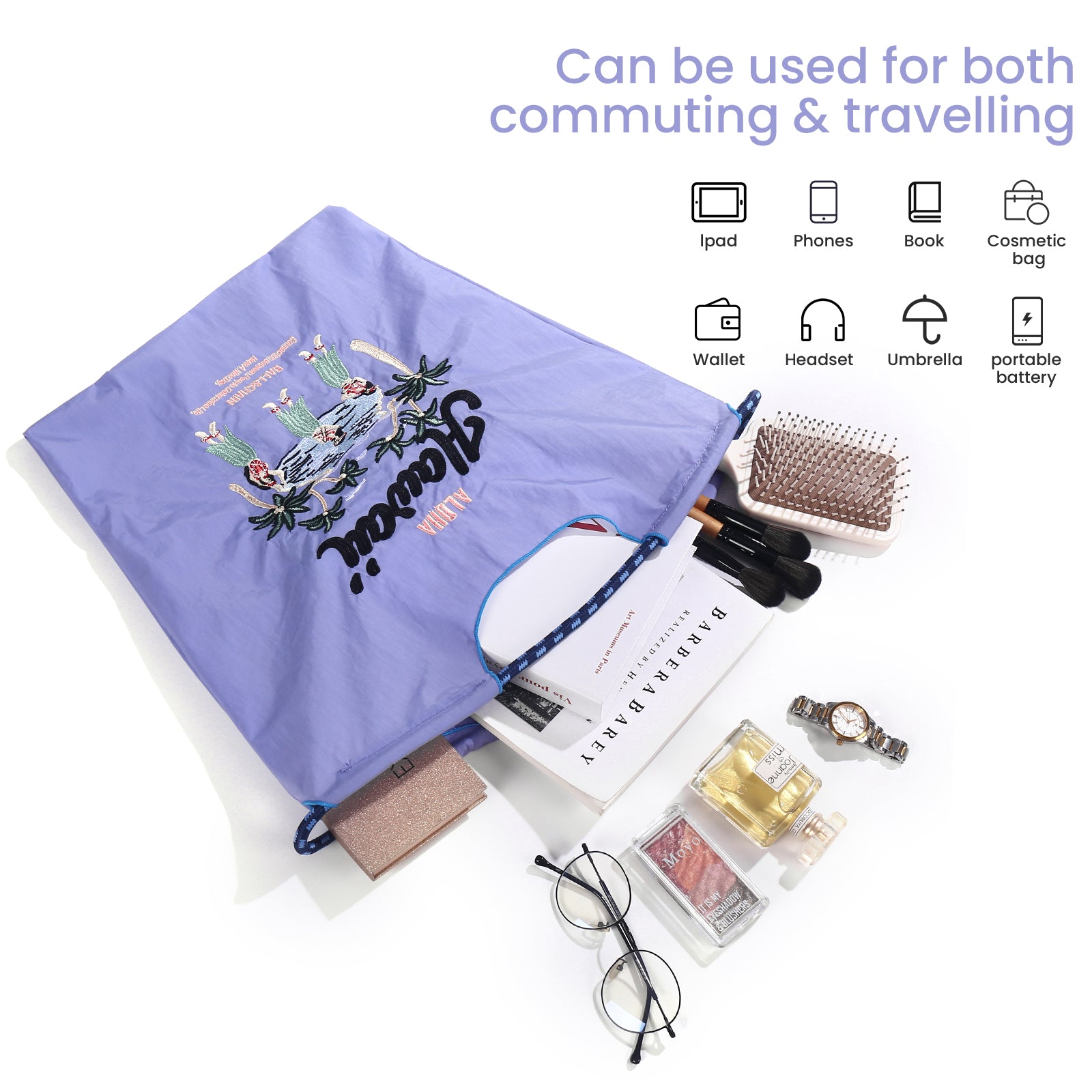 Ball&Chain Tote Bag for Women, Foldable Tote Bag With Large Shoulder strap Bag Handle Handbag for Travel, Work(L)