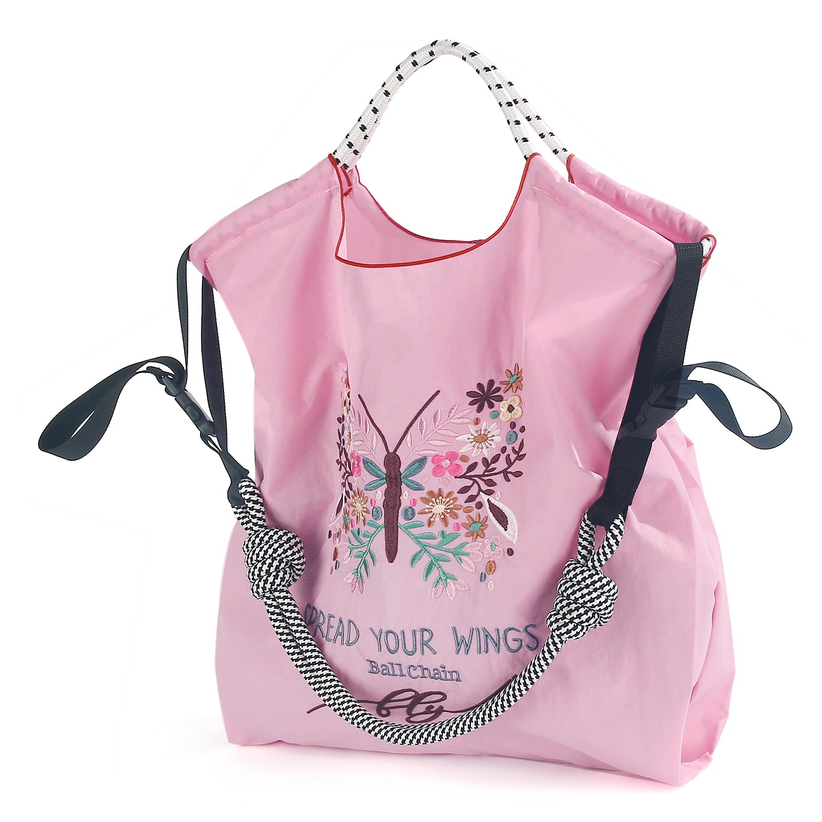 Ball&Chain Women's Fashion Handbag Embroidered Exquisite Butterfly Nylon Handbag(L)