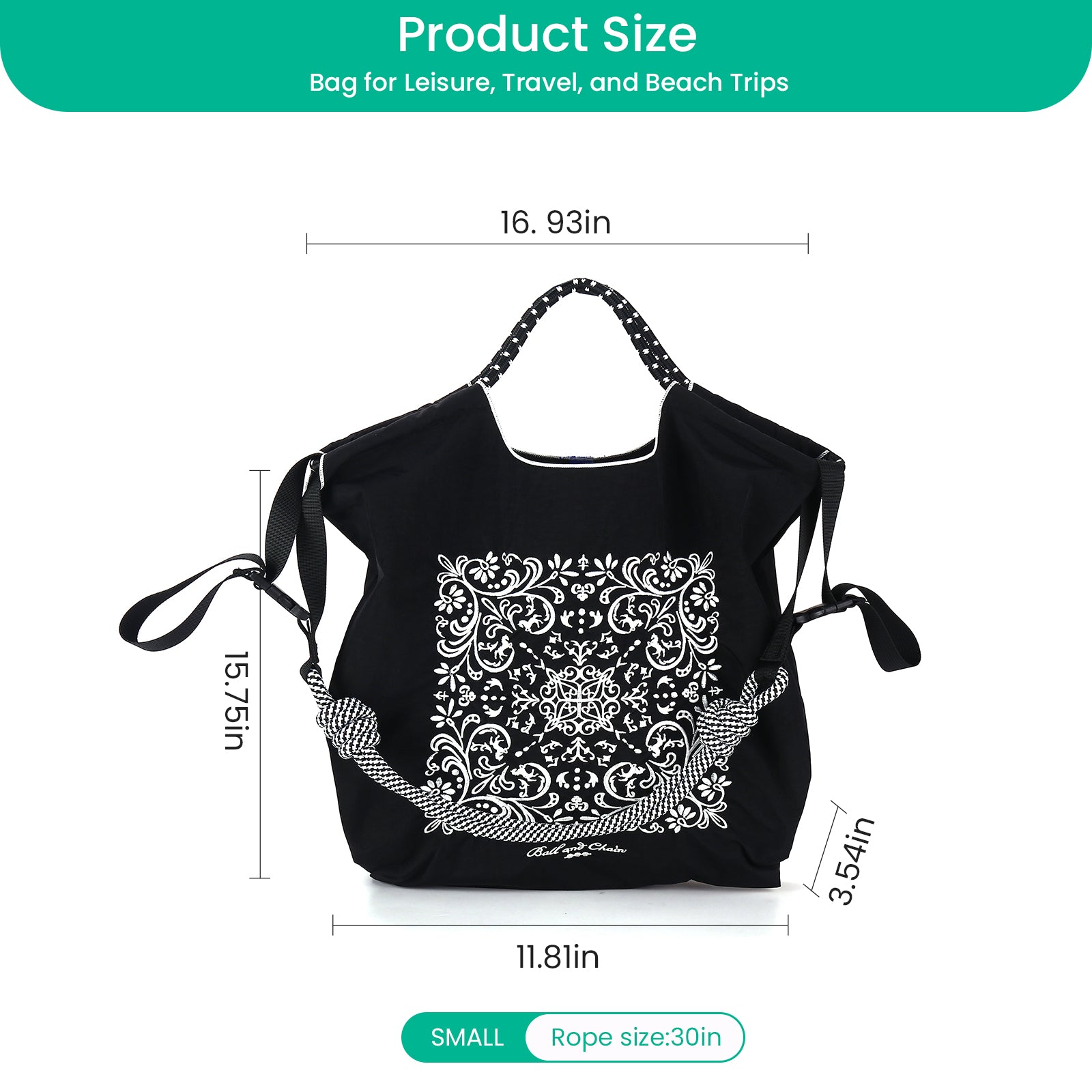 Ball&Chain Nylon Tote Bags Personalized Birthday Gift for Women,Personalized Present Bag,Crossbody Bag Shoulder Bag(M)
