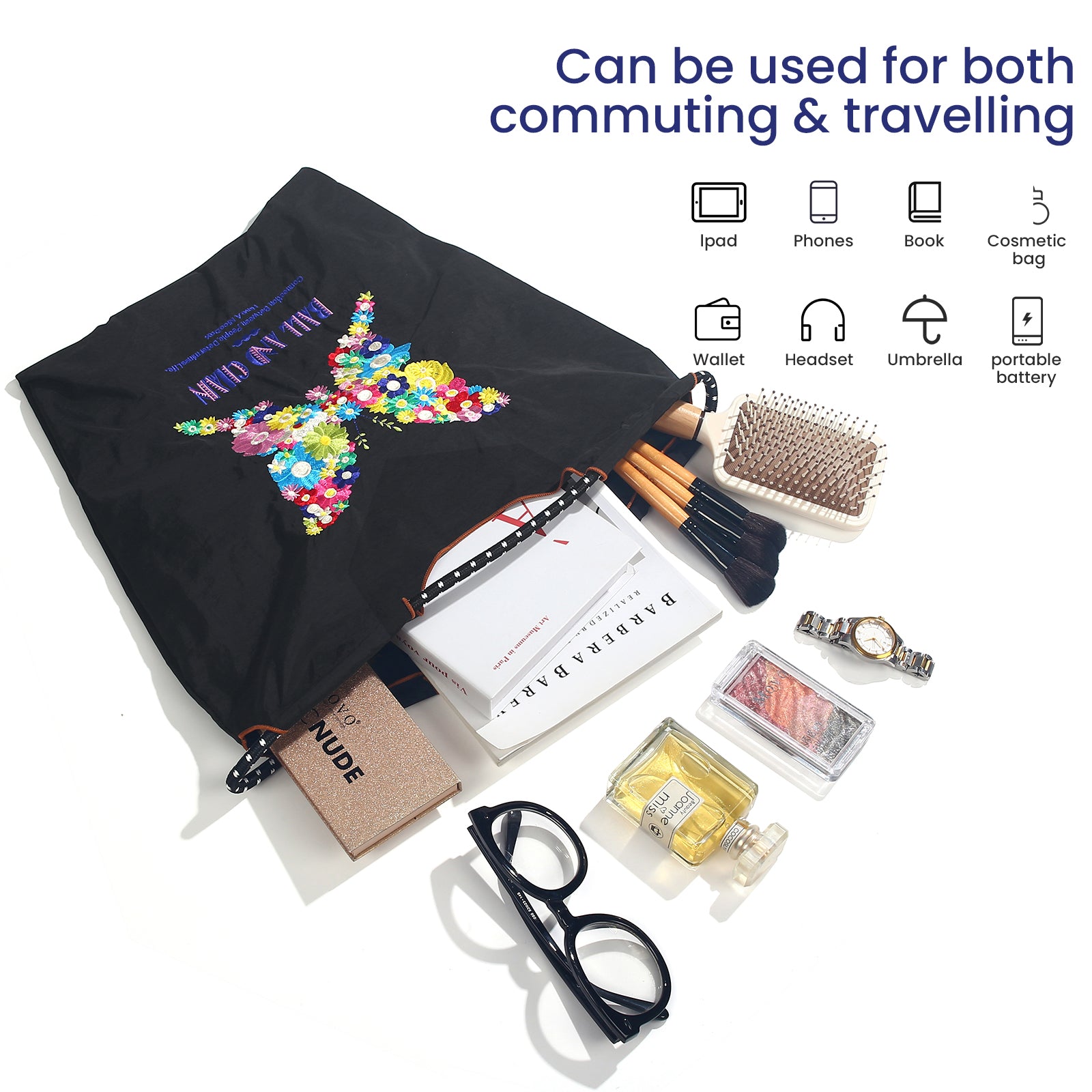 Ball&Chain Women's Fashion Handbag Embroidered Nylon Handbag Designed for Travel, Beach, and Birthday Shopping Bags(M)