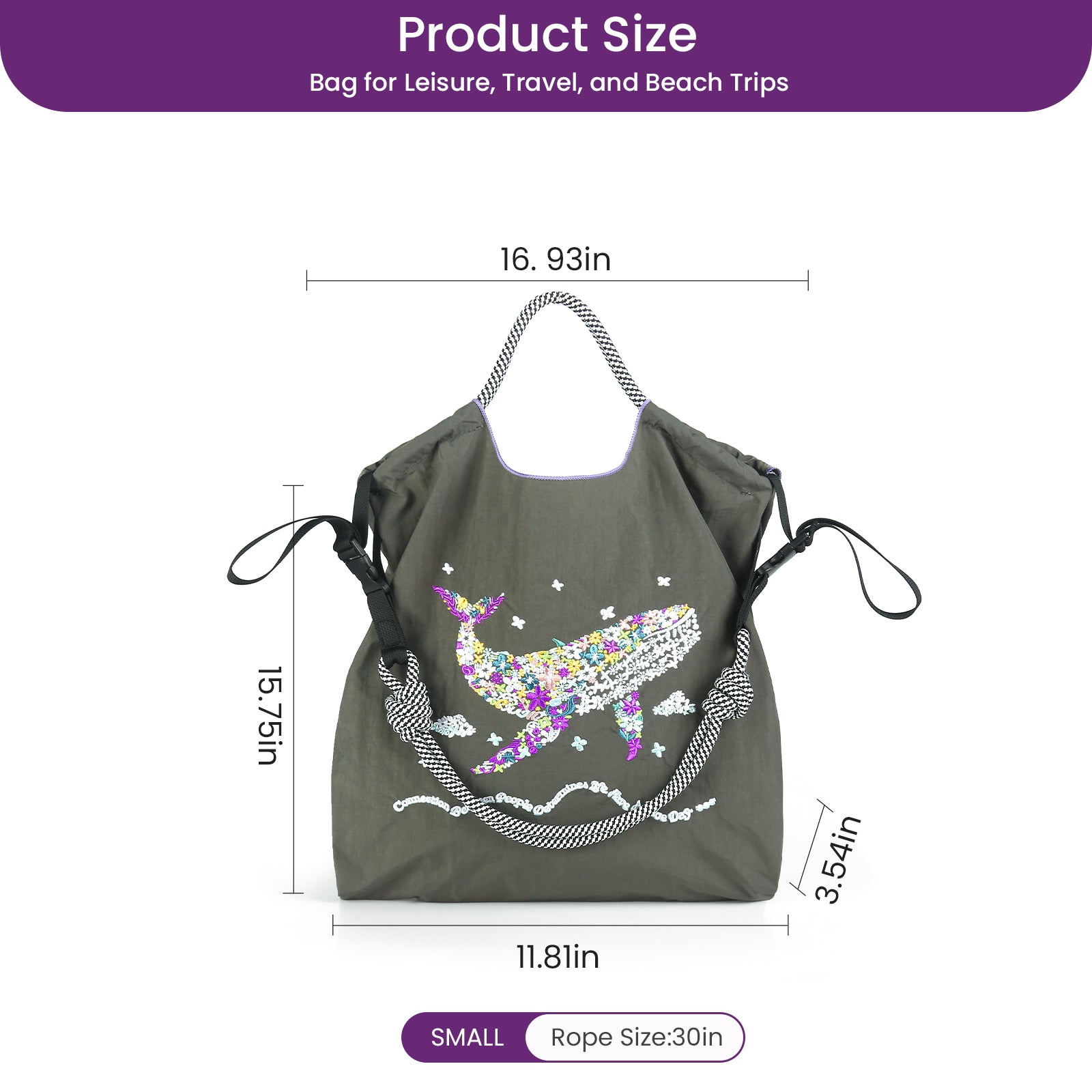 Ball&Chain Women's Fashion Handbag Embroidered Exquisite Butterfly Nylon Handbag Designed for Travel(M)