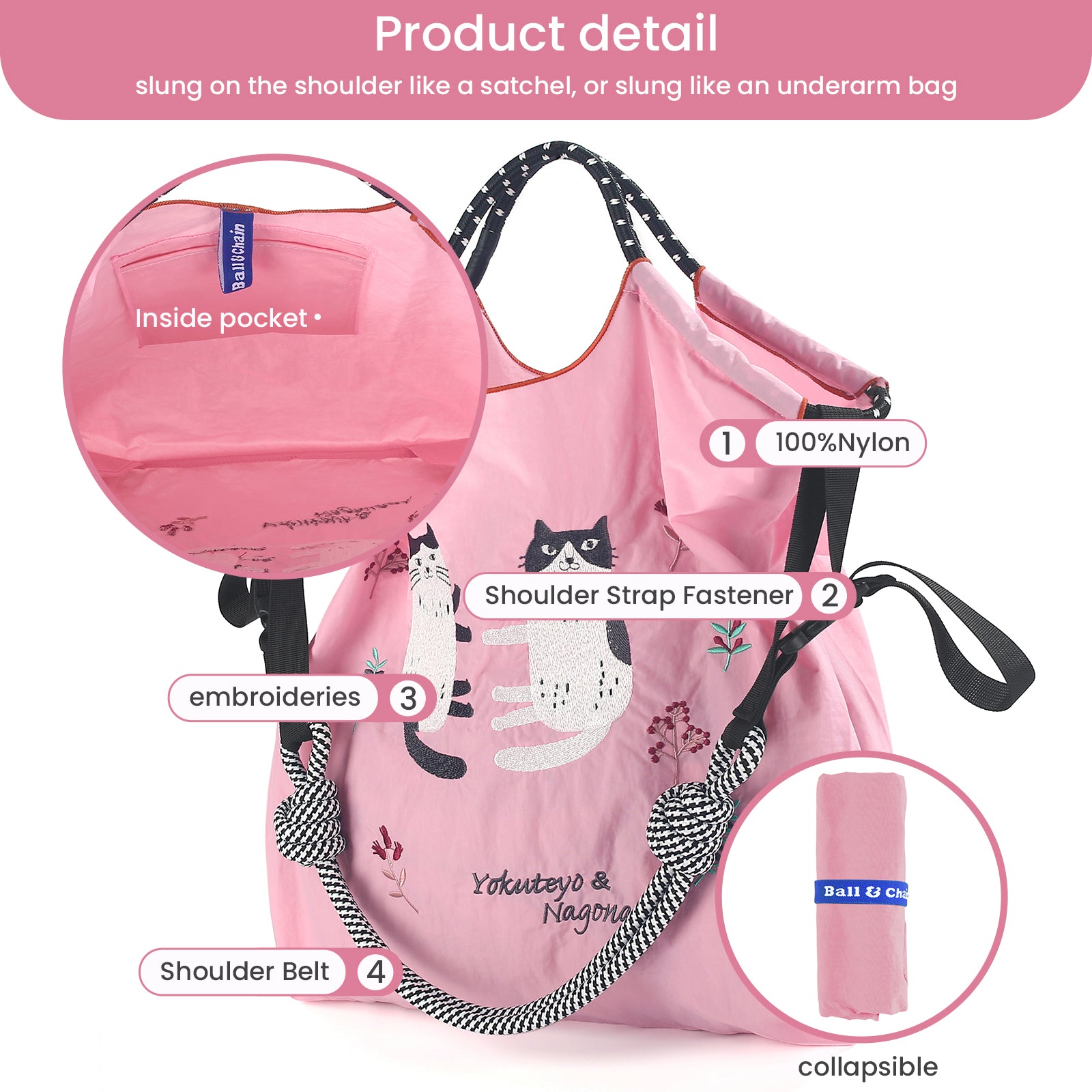 Ball&Chain Tote Bag for Women, Tote Shoulder Bag Beach Bag Shopping Bags(L)