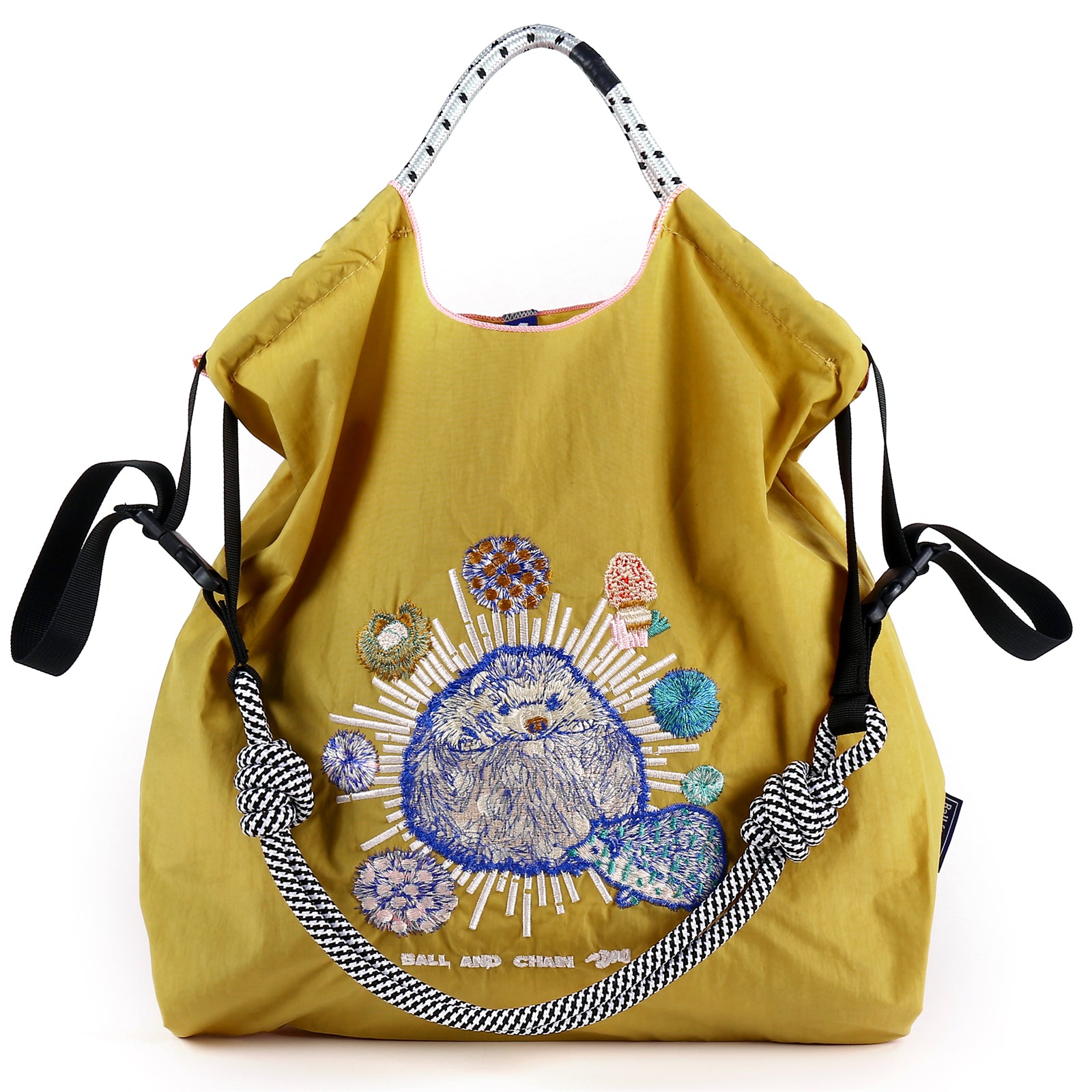 Ball&Chain Stylish Embroidered Nylon Tote Bag for Women(M)
