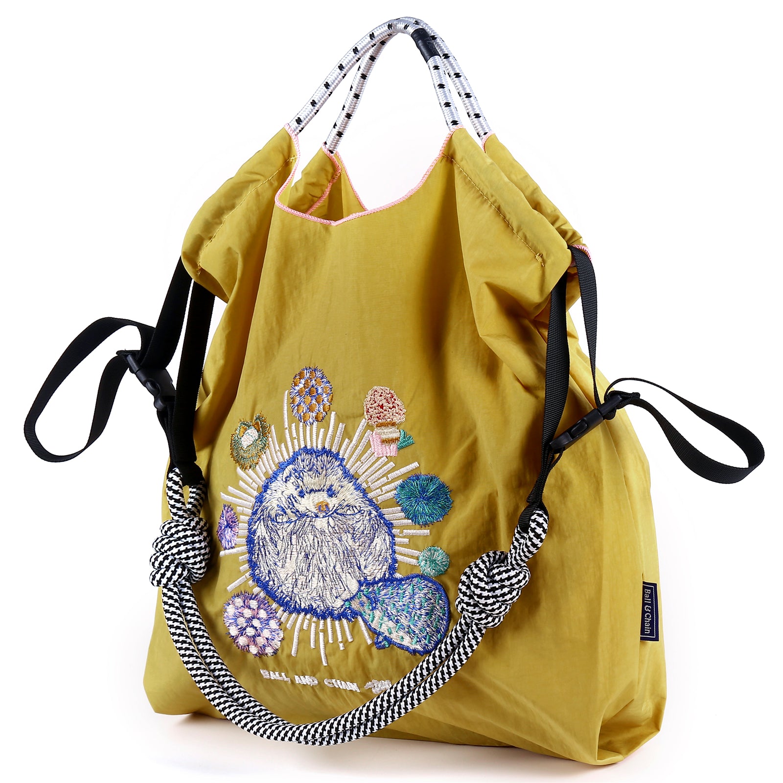 Ball&Chain Stylish Embroidered Nylon Tote Bag for Women(M)