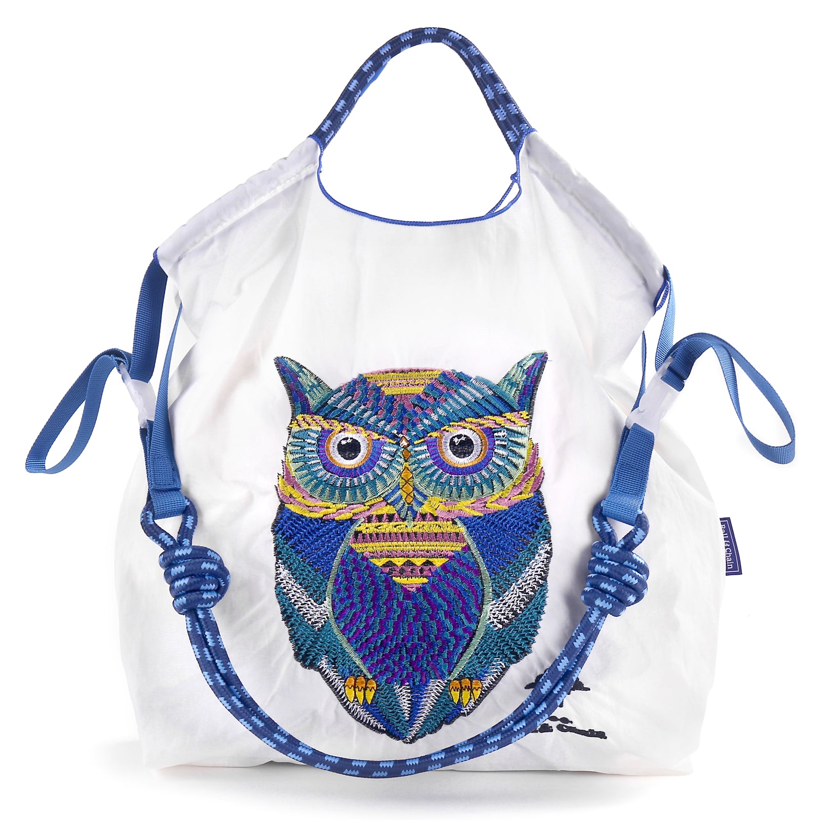 Ball&Chain Embroidery Initial Nylon Tote Bag, Crossbody Bag Purse for Women Travel Bags Handbags Everyday Bag(L)