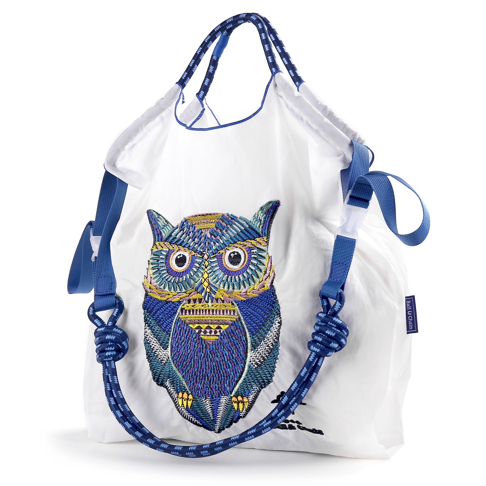 Ball&Chain Embroidery Initial Nylon Tote Bag, Crossbody Bag Purse for Women Travel Bags Handbags Everyday Bag(L)