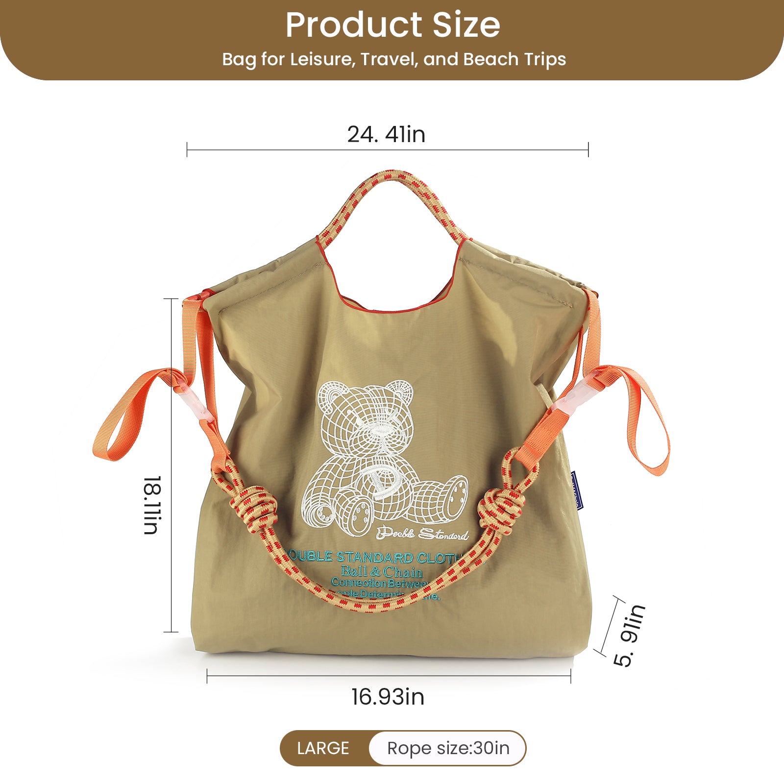 Ball&Chain Tote Bag for Women, Foldable Tote Bag With Handle Large Shoulder Bag(L)