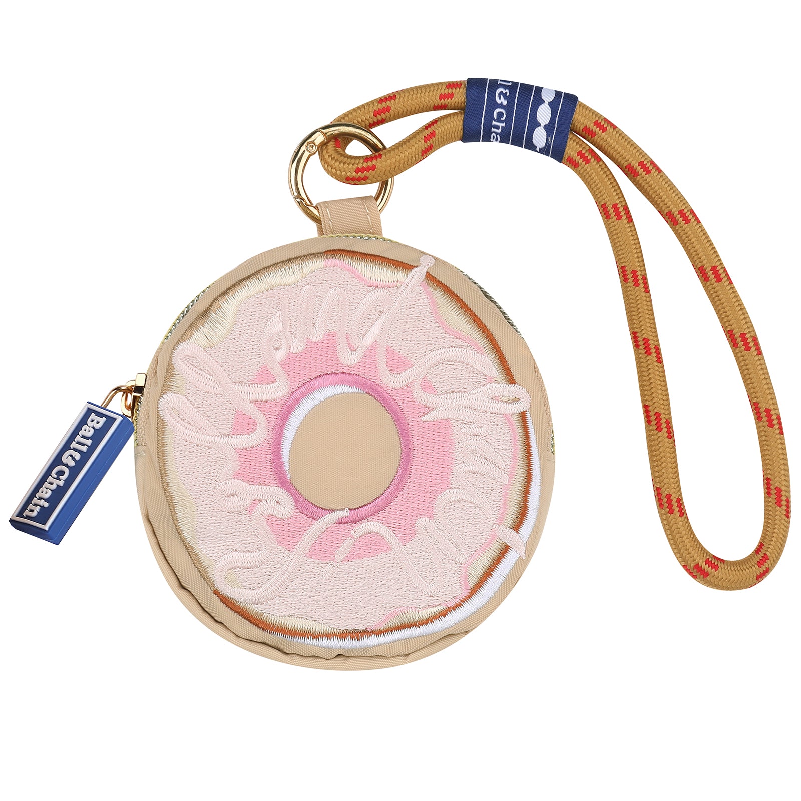 Ball&Chain Credit Card Holder Wallets for Women Nylon Zipper Card Case for Ladies Keychain Wallet
