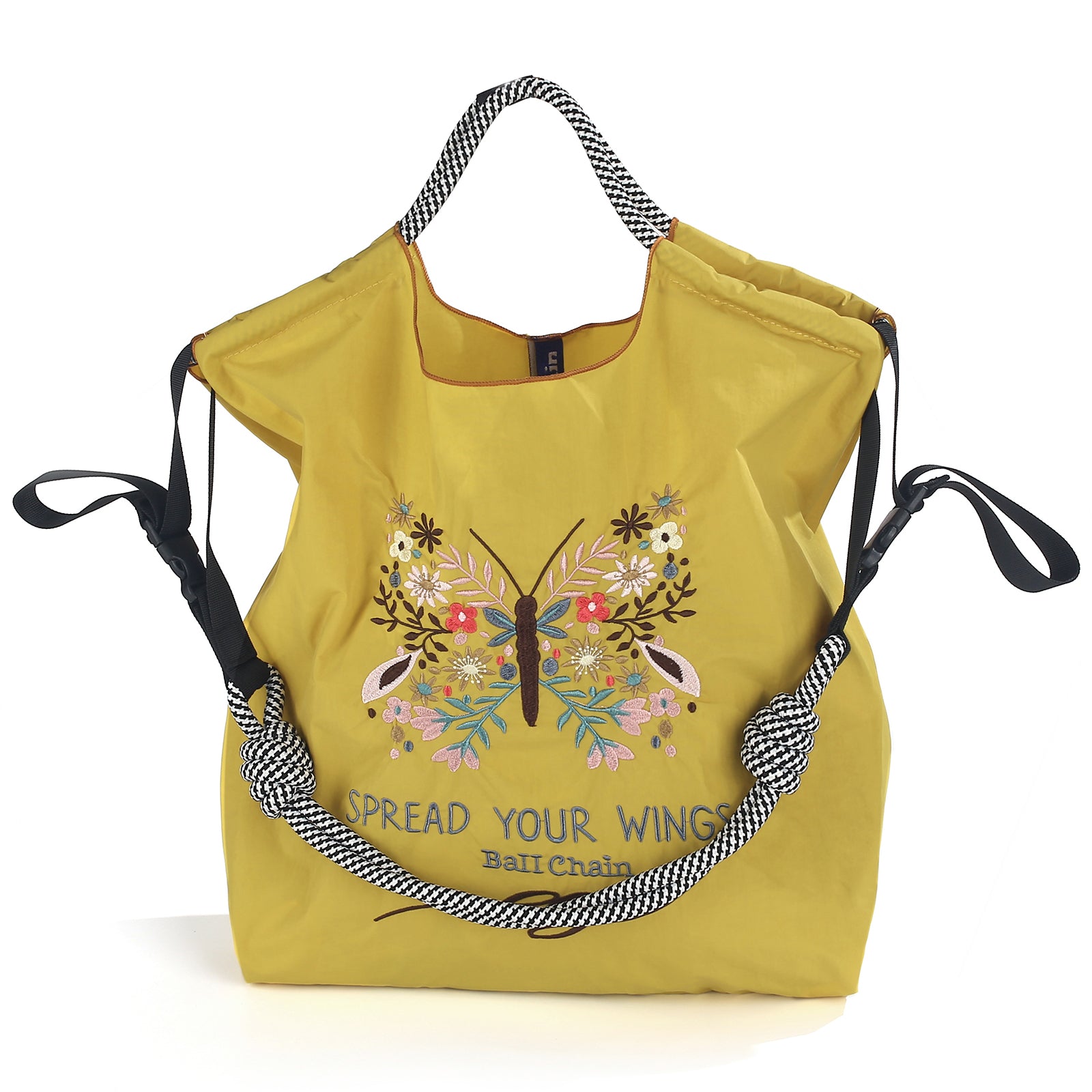 Ball&Chain Women's Fashion Handbag Embroidered Exquisite Butterfly Nylon Handbag Designed for Travel, Beach Bags(M)