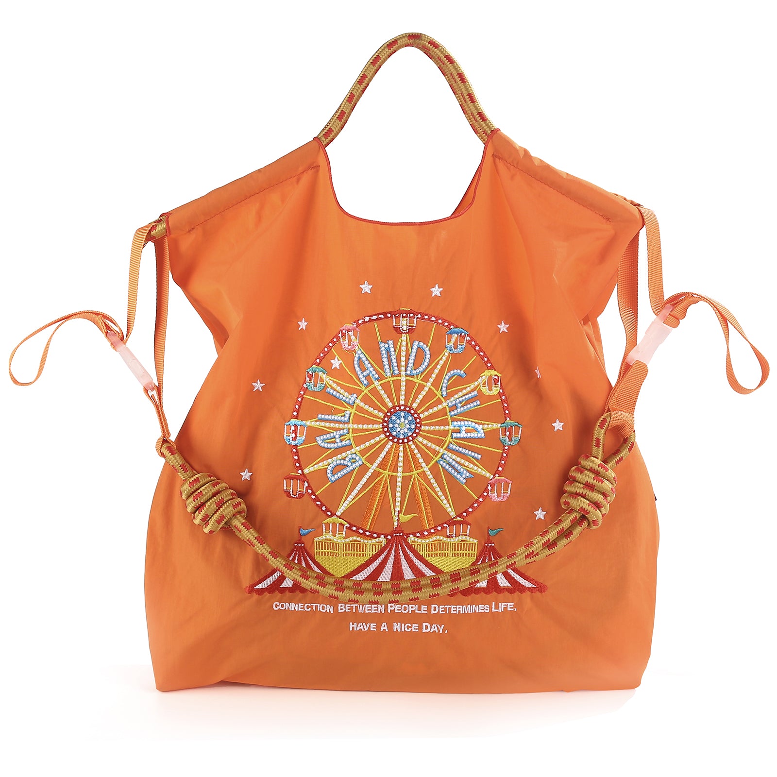Ball&Chain Embroidery Ferris Wheel Nylon Tote Bag for Women, HandBags Large Capacity Casual Handbags for Mom Teacher Friend（M）