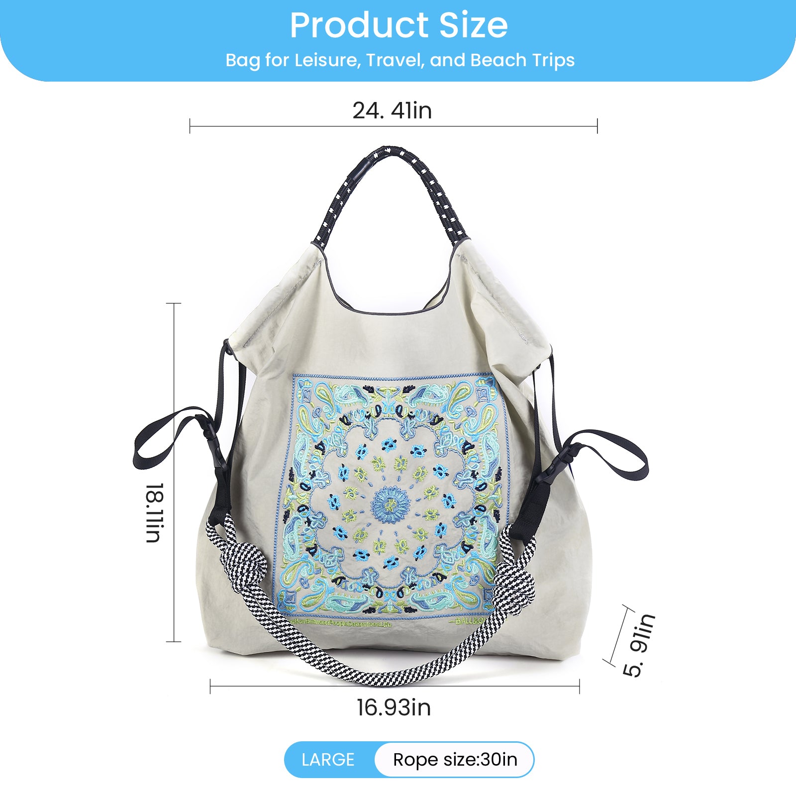 Ball&Chain Tote Bag for Women, Tote Shoulder Bag Beach Bag Shopping Bags Handbag for Travel, Work(L)