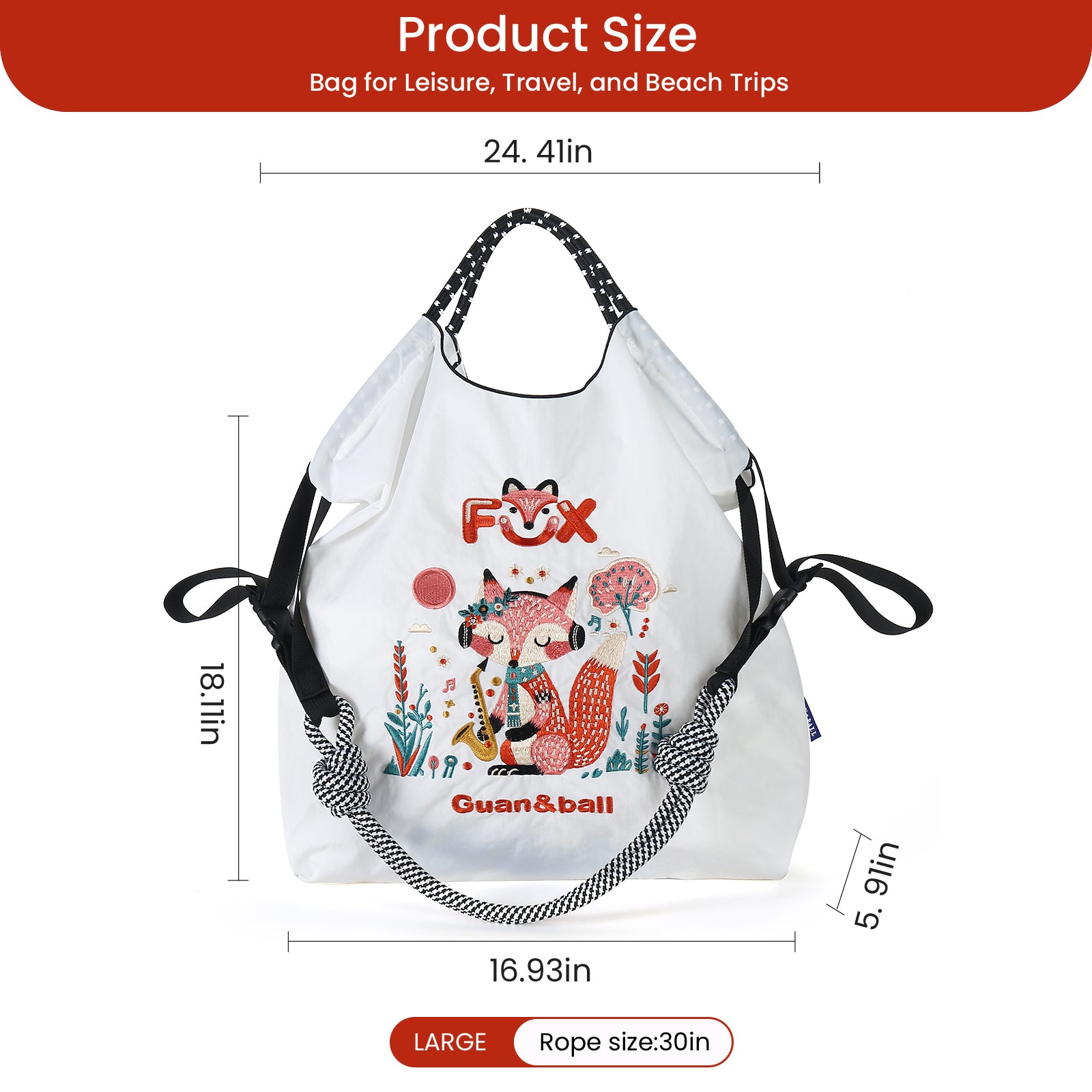 Guan&Ball Large Tote Bag For Women, Personalized Present Suitable for Wedding, Birthday, Beach, Holiday