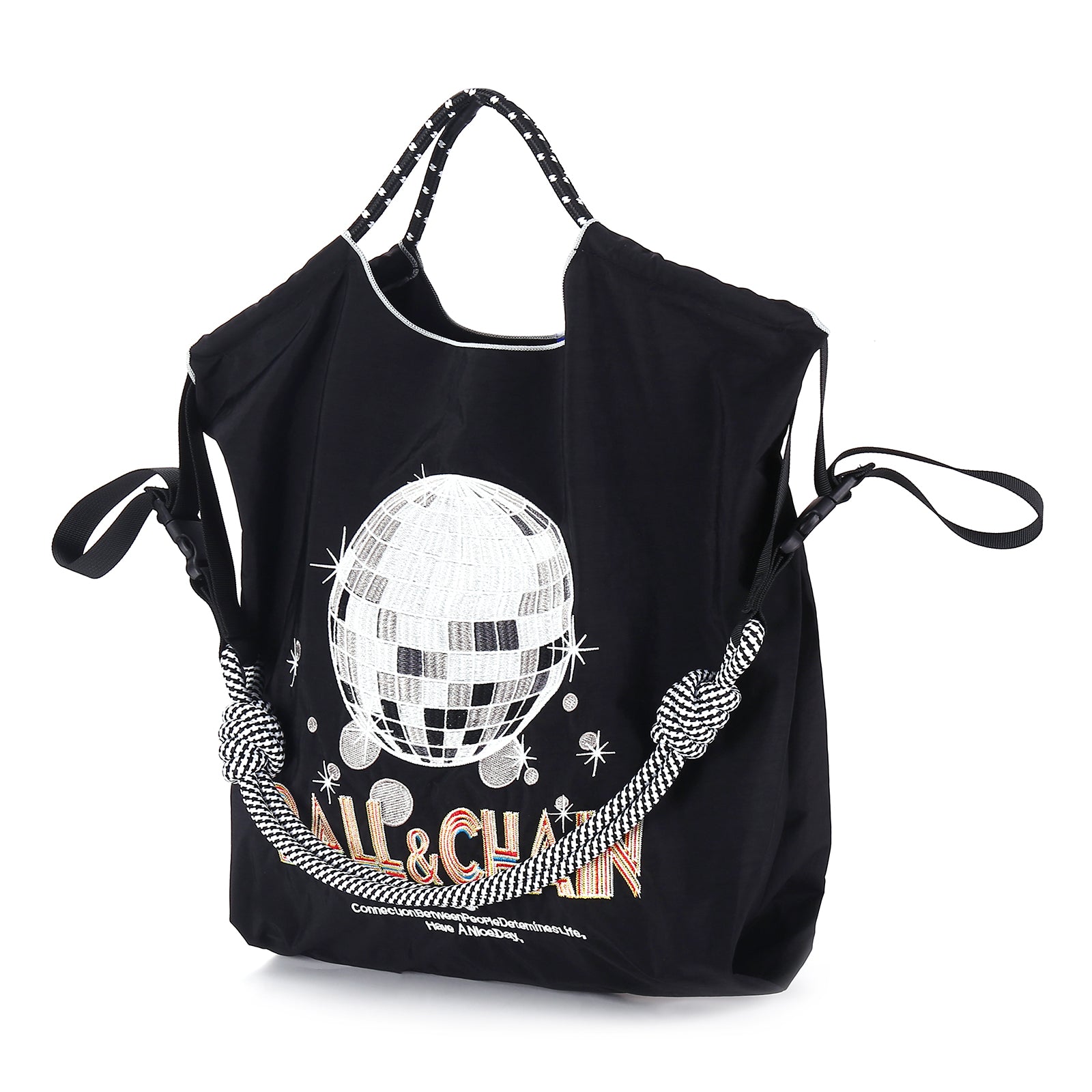 Ball&Chain Embroidery Tote Bag Women Work Bags Crossbody Bag Purse for Women Travel Bags Handbags Everyday Bag（M）