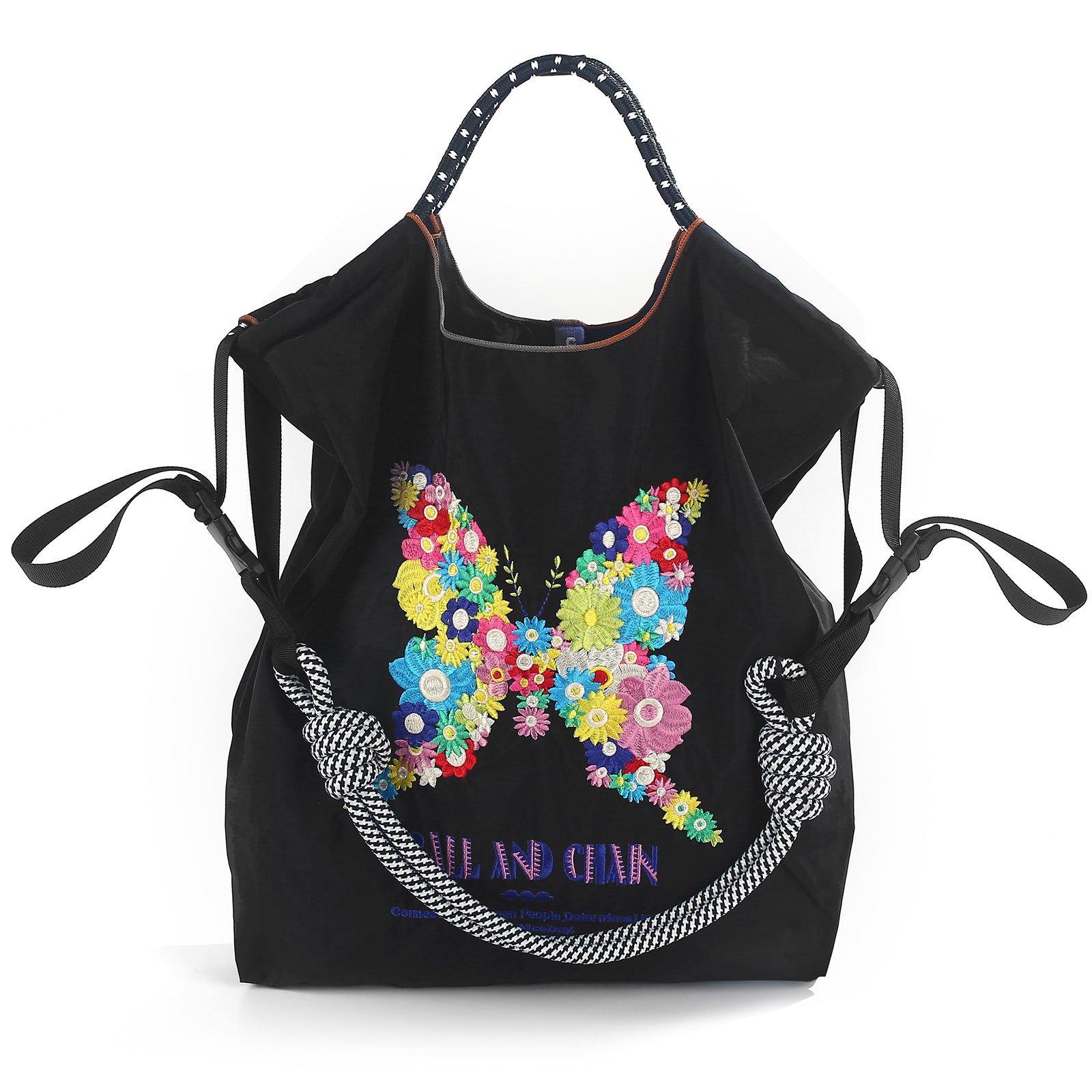 Ball&Chain Women's Fashion Handbag Embroidered Nylon Handbag(L)