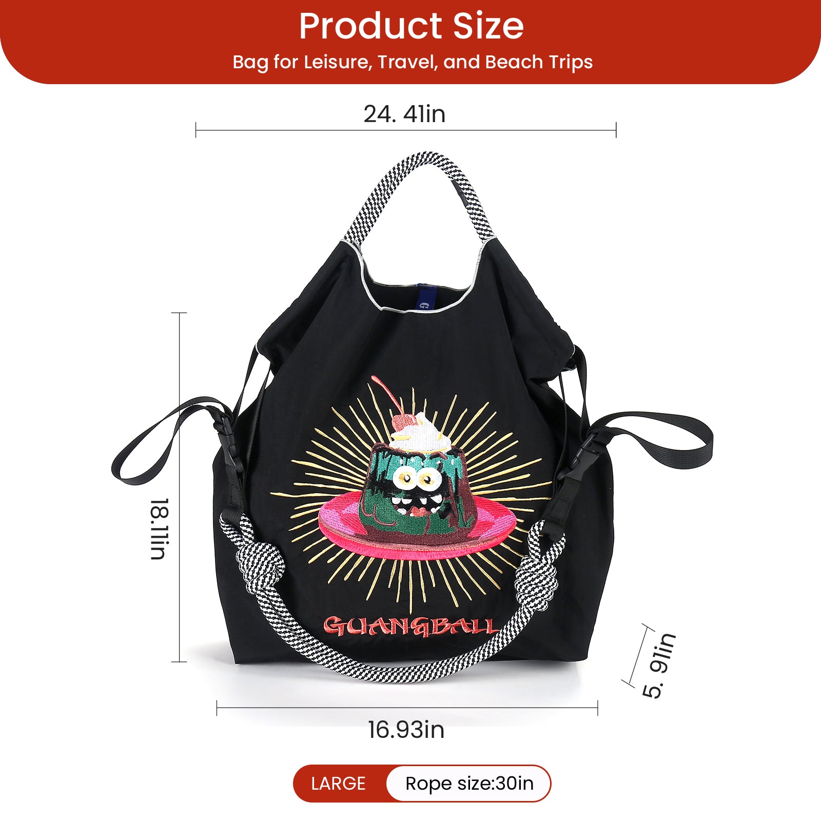Guan&Ball Large Foldable Tote Bag, Personalized Present Suitable for Wedding, Birthday, Beach, Holiday