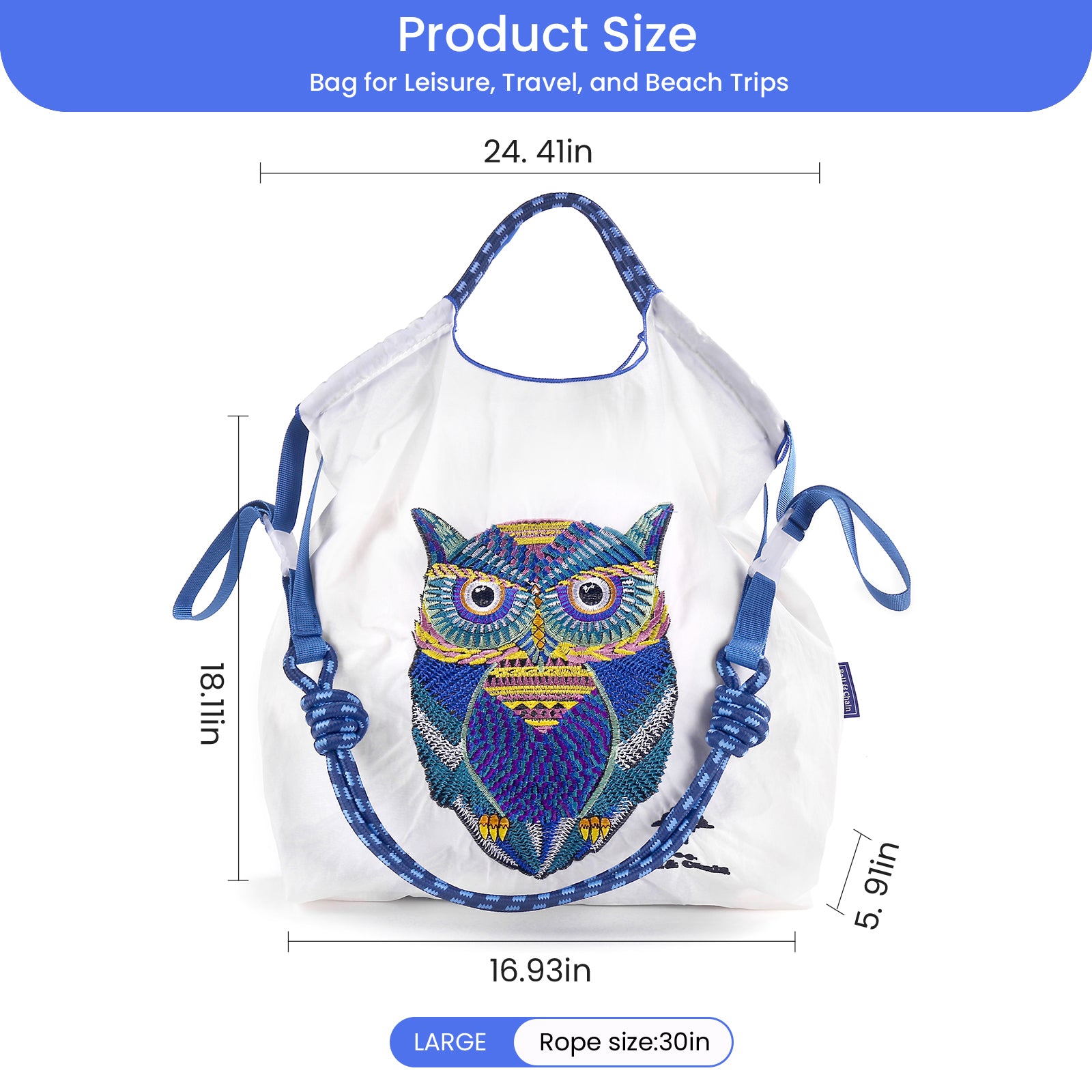 Ball&Chain Embroidery Initial Nylon Tote Bag, Crossbody Bag Purse for Women Travel Bags Handbags Everyday Bag（L）