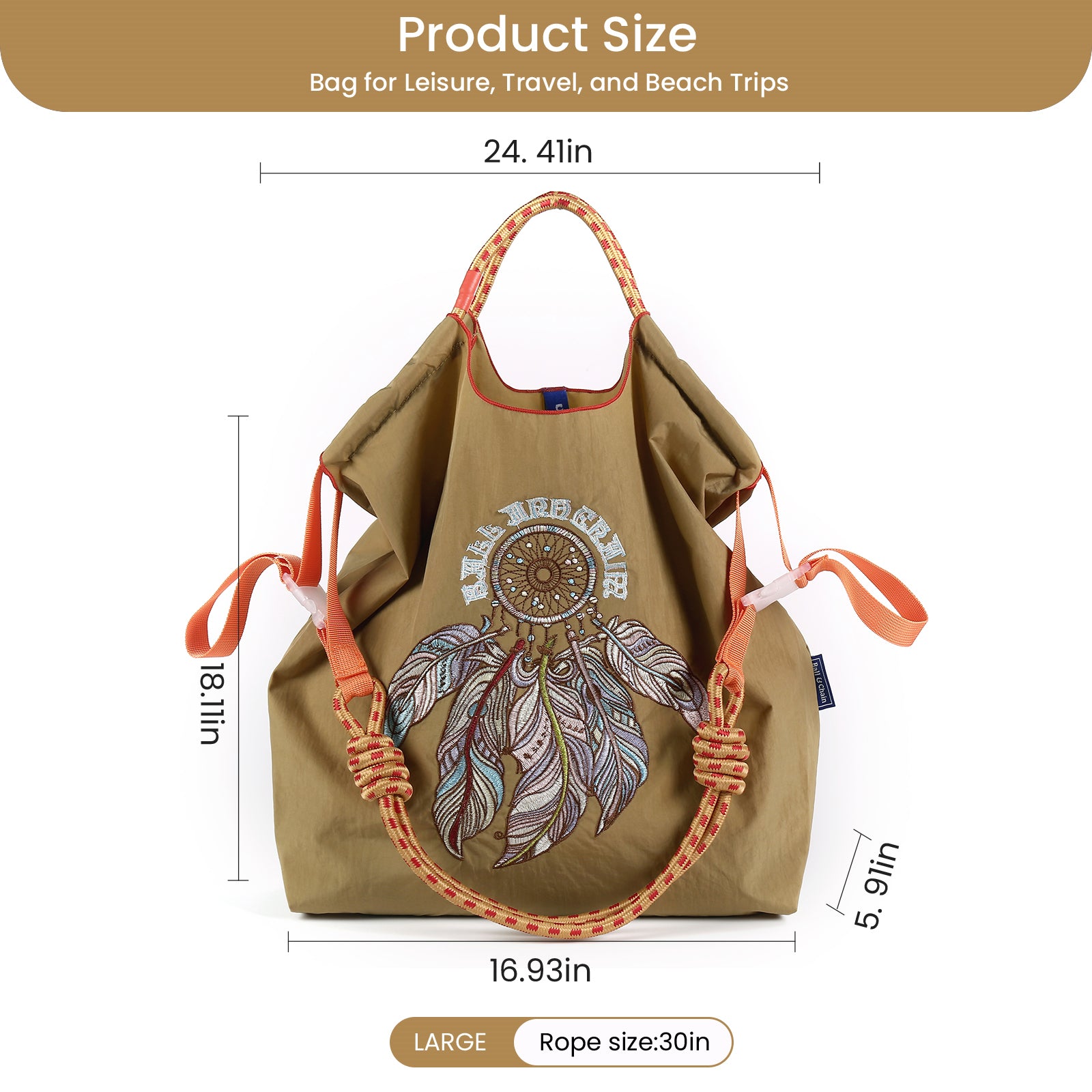 Ball&Chain Lady Tote Bag, a butterfly embroidered patterned nylon bag, is the perfect companion for travel and shopping(L)