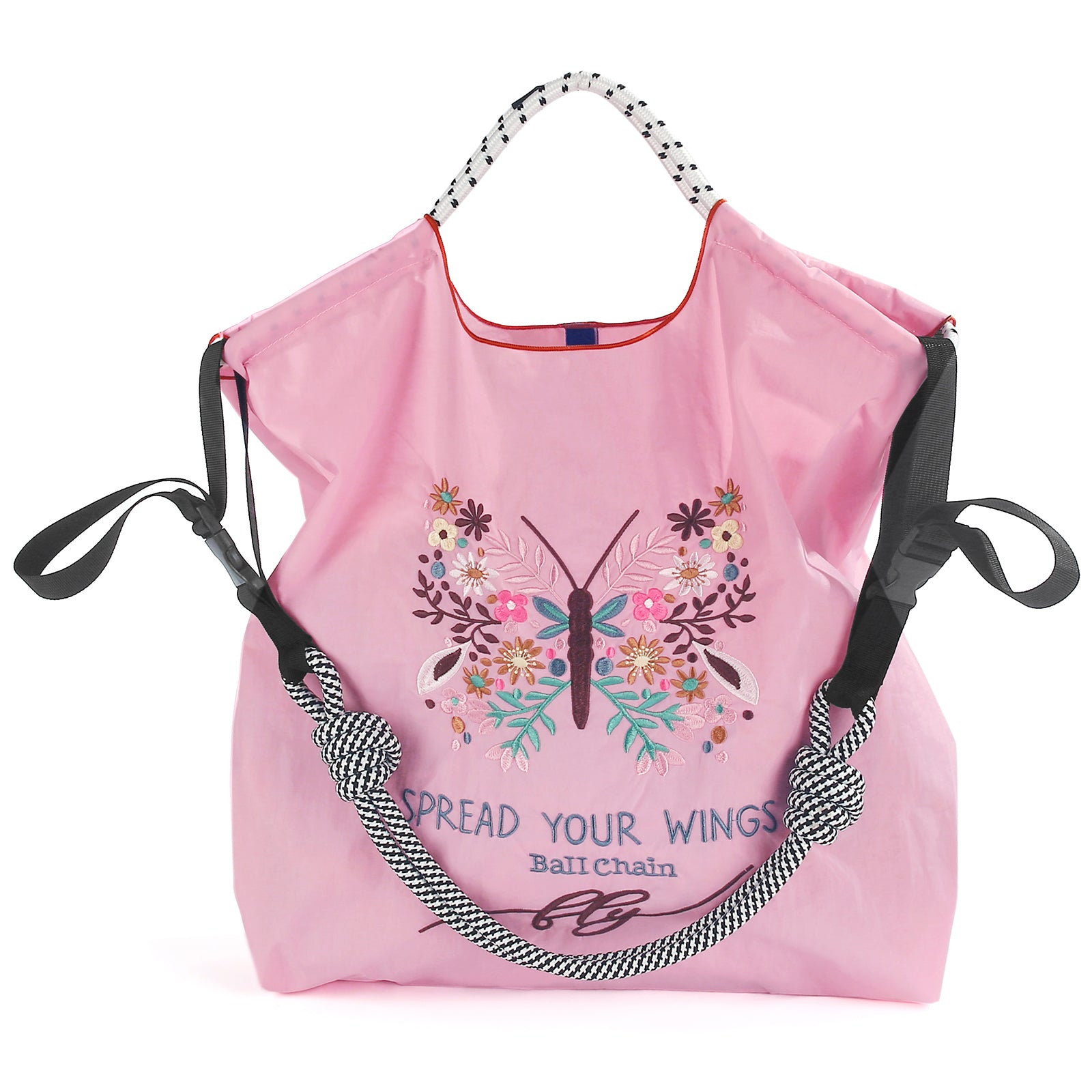 Ball&Chain Women's Fashion Handbag Embroidered Exquisite Butterfly Nylon Handbag(L)
