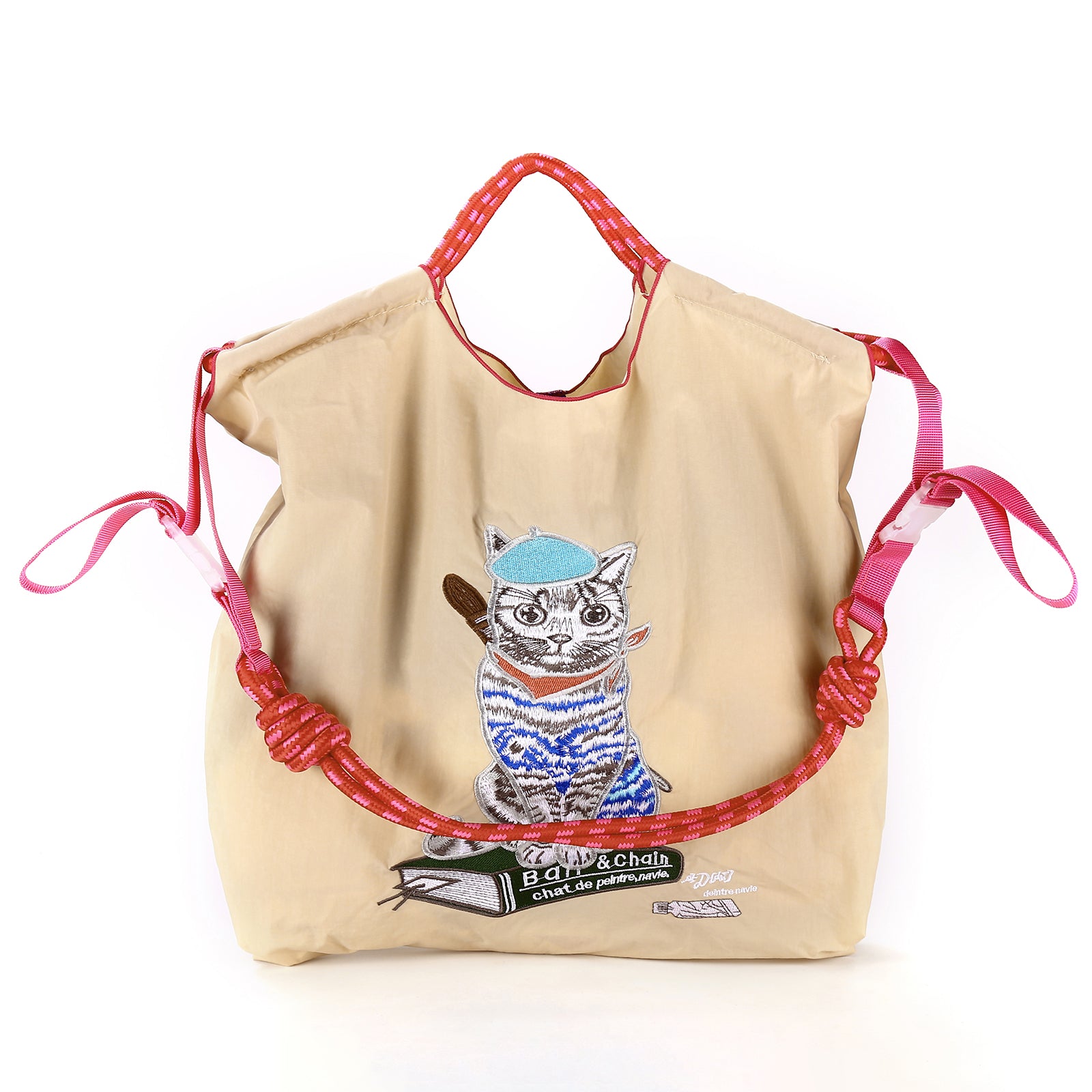 Ball&Chain Embroidery Tote Bag Women Work Bags Crossbody Bag Purse for Women（L）