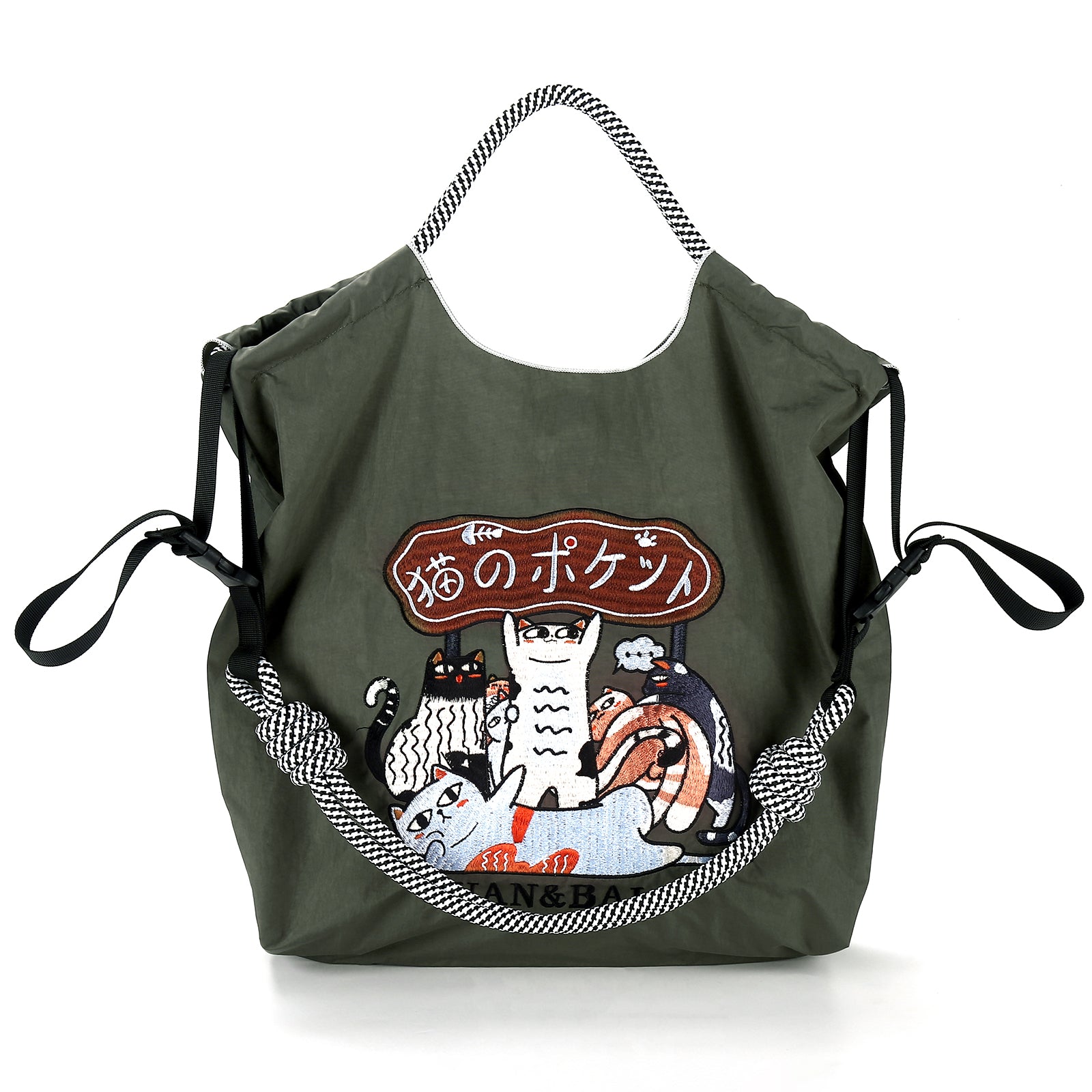 Guan&Ball The Lady Tote bag, waterproof nylon bag with lamb embroidery pattern, is the perfect companion for travel