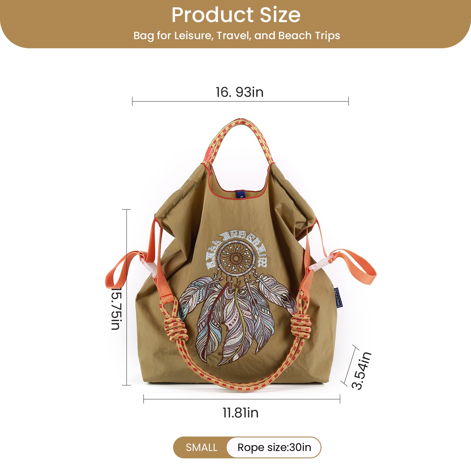 Ball&Chain Embroidery Initial Nylon Tote Bag,Personalized Present Suitable for Travel,Beach,is a Great Gift Women, Mom(M)