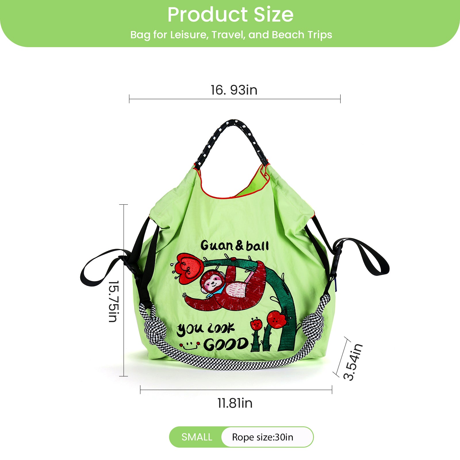 Guan&Ball Embroidery Initial Nylon Tote Bag, Women Travel Bags Handbags Everyday Bag