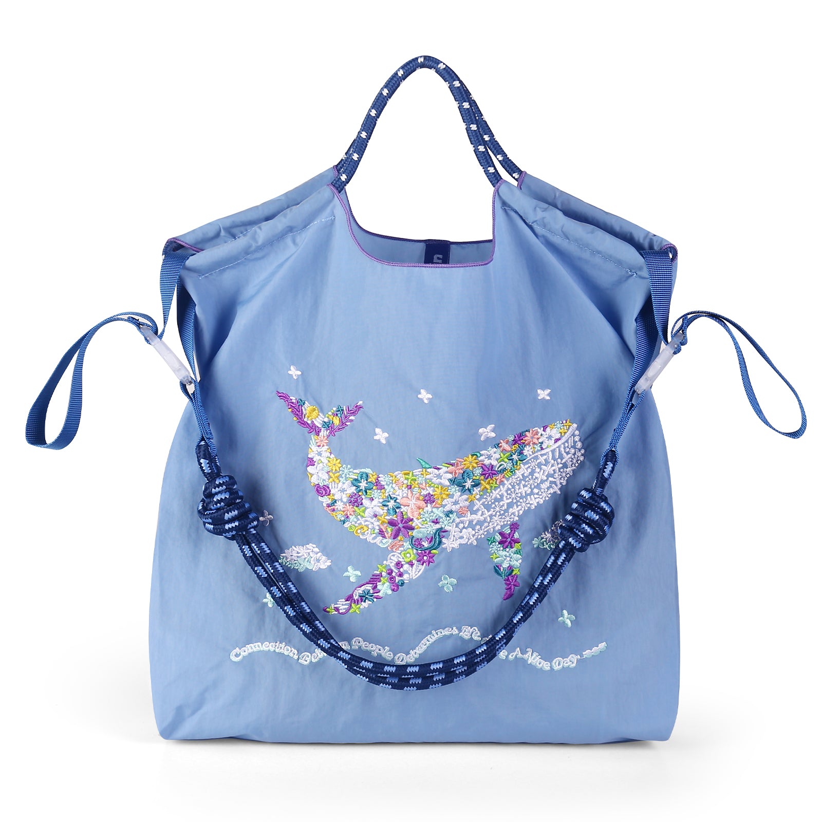 Ball&Chain Women's Fashion Handbag Embroidered Exquisite Butterfly Nylon Handbag Designed for Travel, Beach Bags（L）