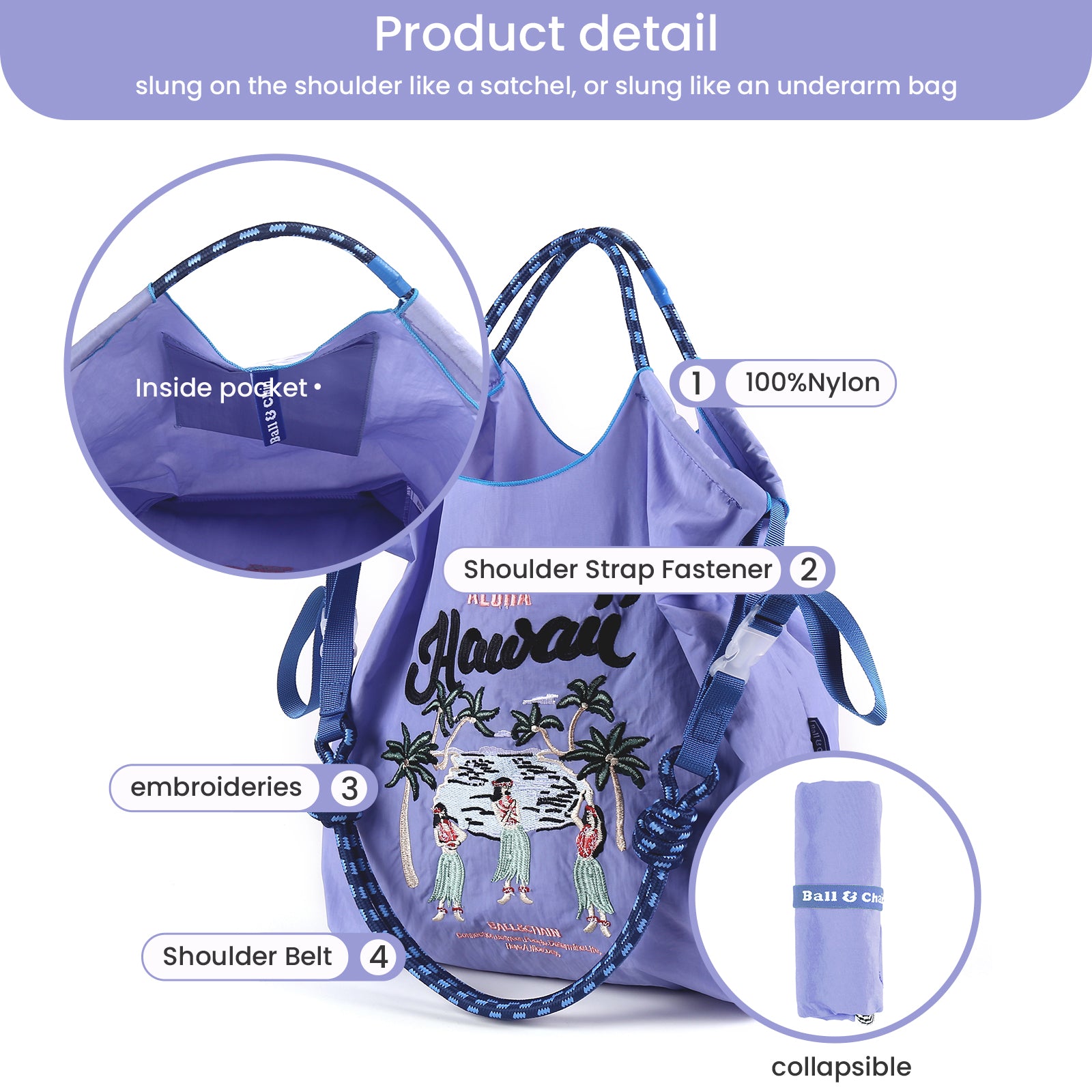 Ball&Chain Tote Bag for Women, Foldable Tote Bag With Large Shoulder strap Bag Handle Handbag for Travel, Work(L)