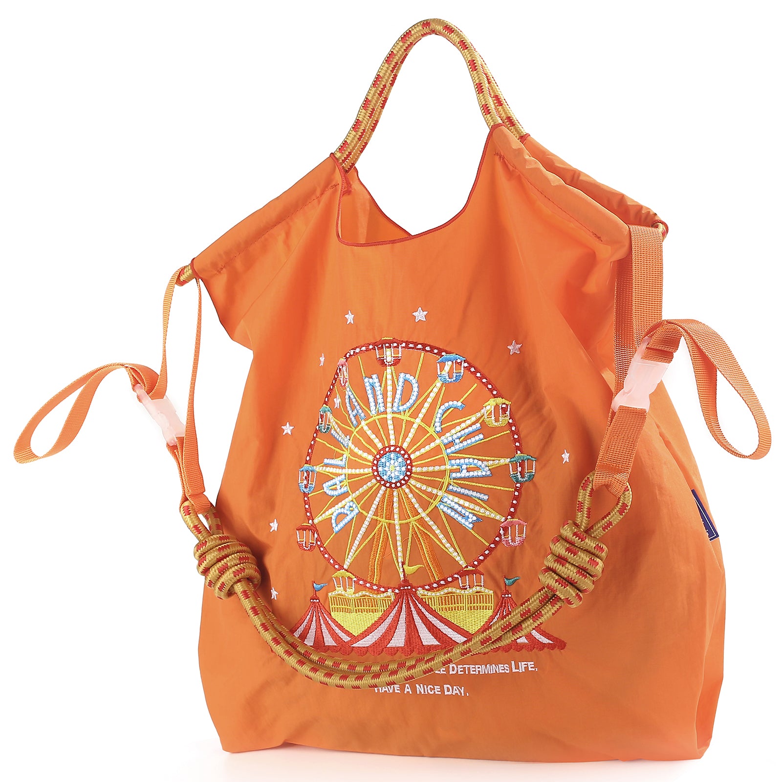 Ball&Chain Embroidery Ferris Wheel Nylon Tote Bag for Women, HandBags Large Capacity Casual Handbags for Mom Teacher Friend（M）