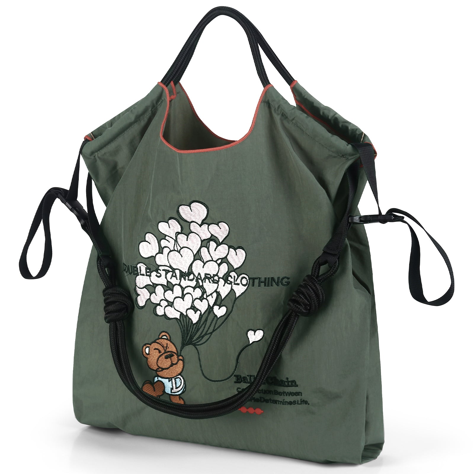 Ball&Chain Women Embroidery Shoulder Handbag Satchel Embroidery, Shoulder, Nylon, Pockets, Bag, Ladies, Purse, Fashion（M）