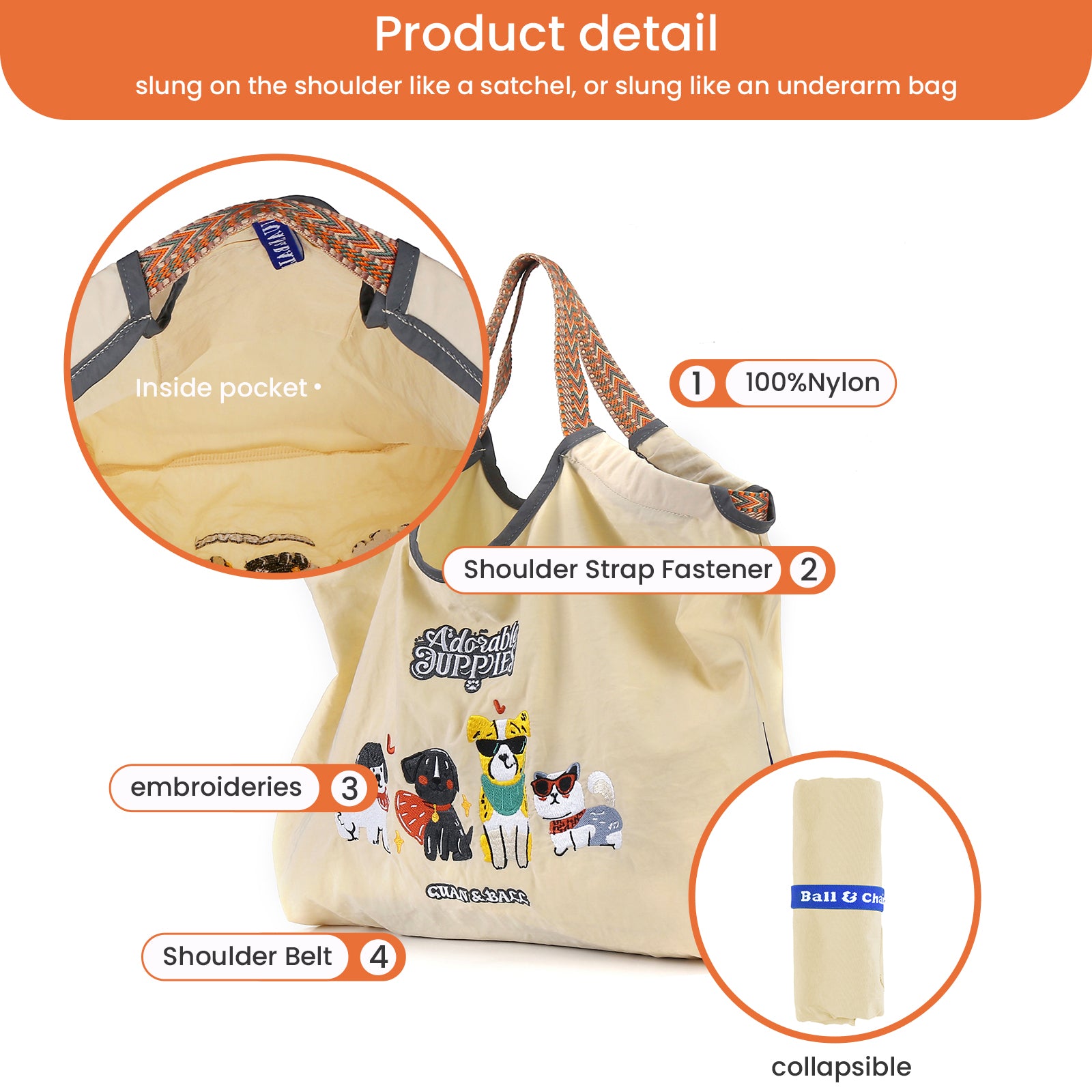 Foldable Tote Bag With Handle Large Shoulder Bag Handbag for Travel, Work，Personalized Present Bag Everything Tote Bag with Compartments