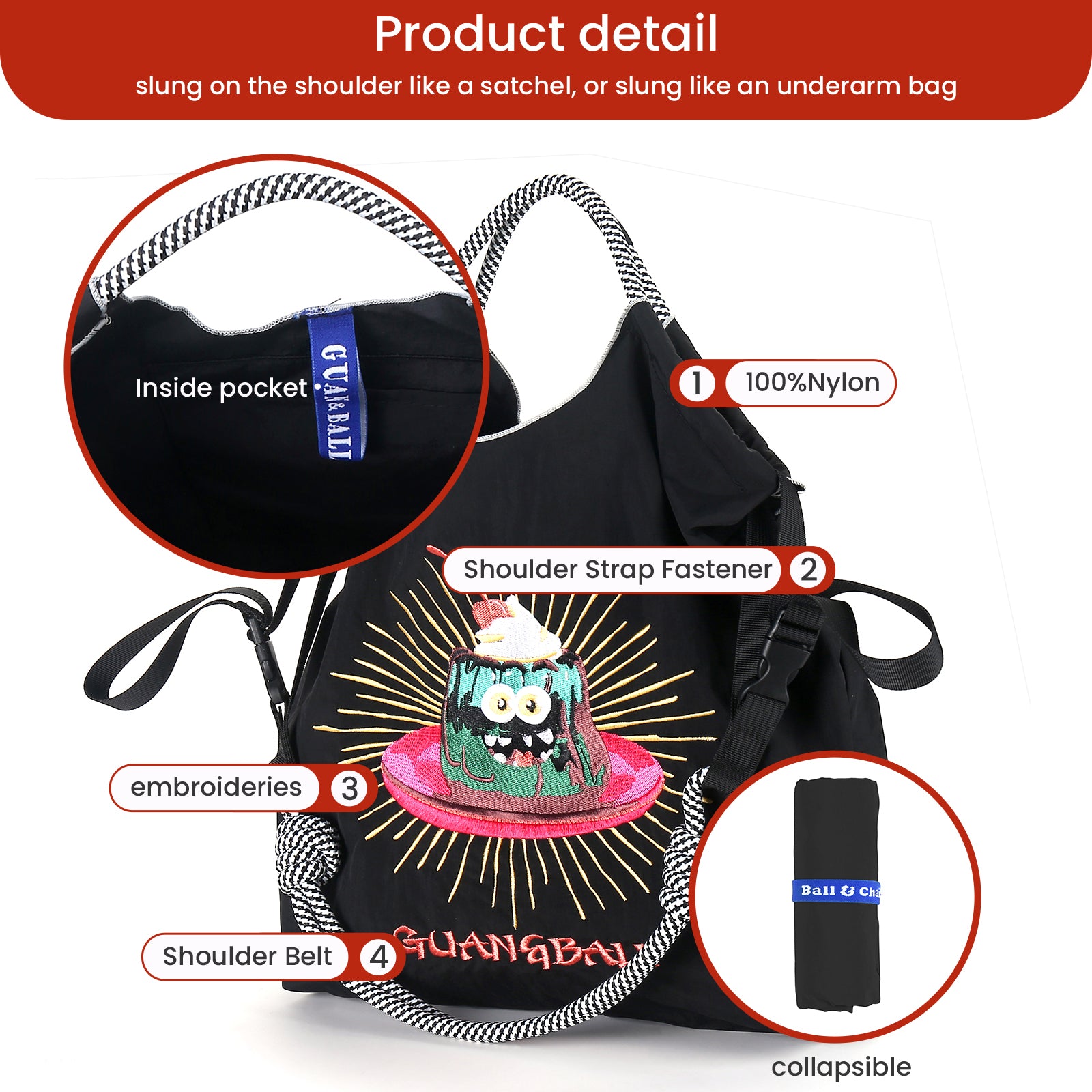 Guan&Ball Large Foldable Tote Bag, Personalized Present Suitable for Wedding, Birthday, Beach, Holiday