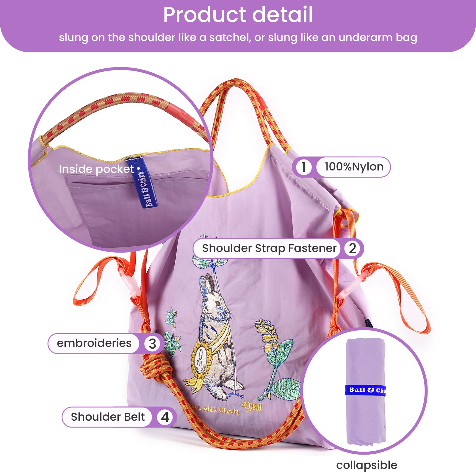 Ball&Chain Tote Bag for Women, Foldable Tote Bag With Large Shoulder strap Bag Handle Handbag for Travel, Work(L)