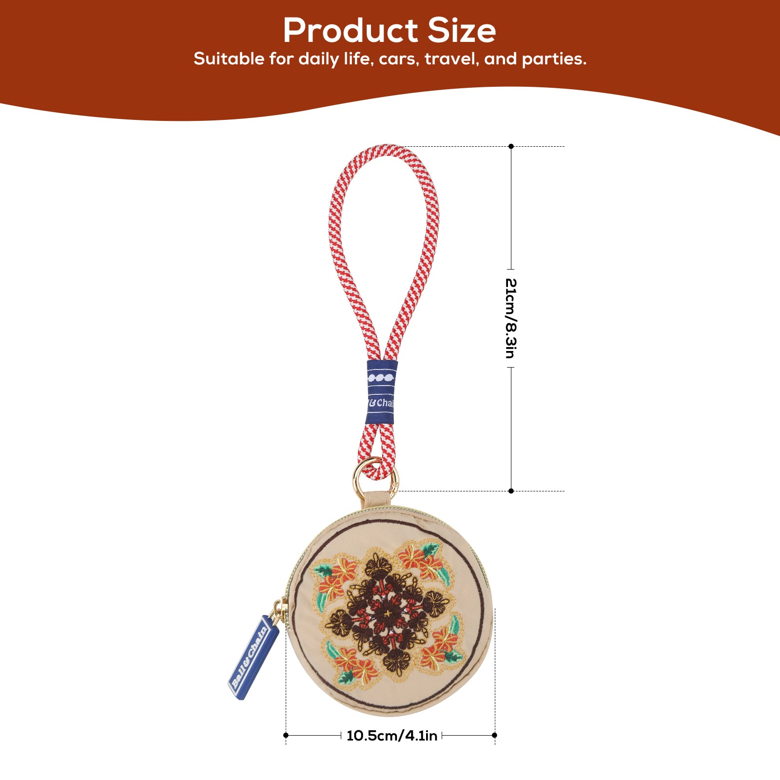 Ball&Chain Credit Card Holder Wallets for Women Nylon Zipper Card Case for Ladies Keychain Wallet