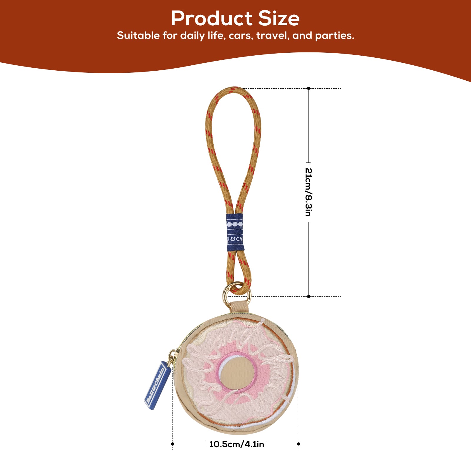 Ball&Chain Credit Card Holder Wallets for Women Nylon Zipper Card Case for Ladies Keychain Wallet