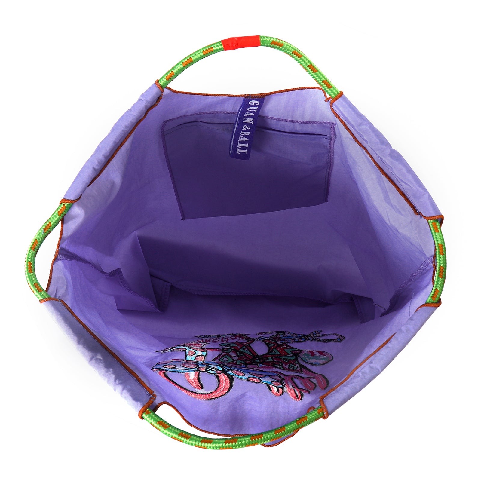 Guan&Ball Lady Tote Bag, a butterfly embroidered patterned nylon bag, is the perfect companion for travel and shopping