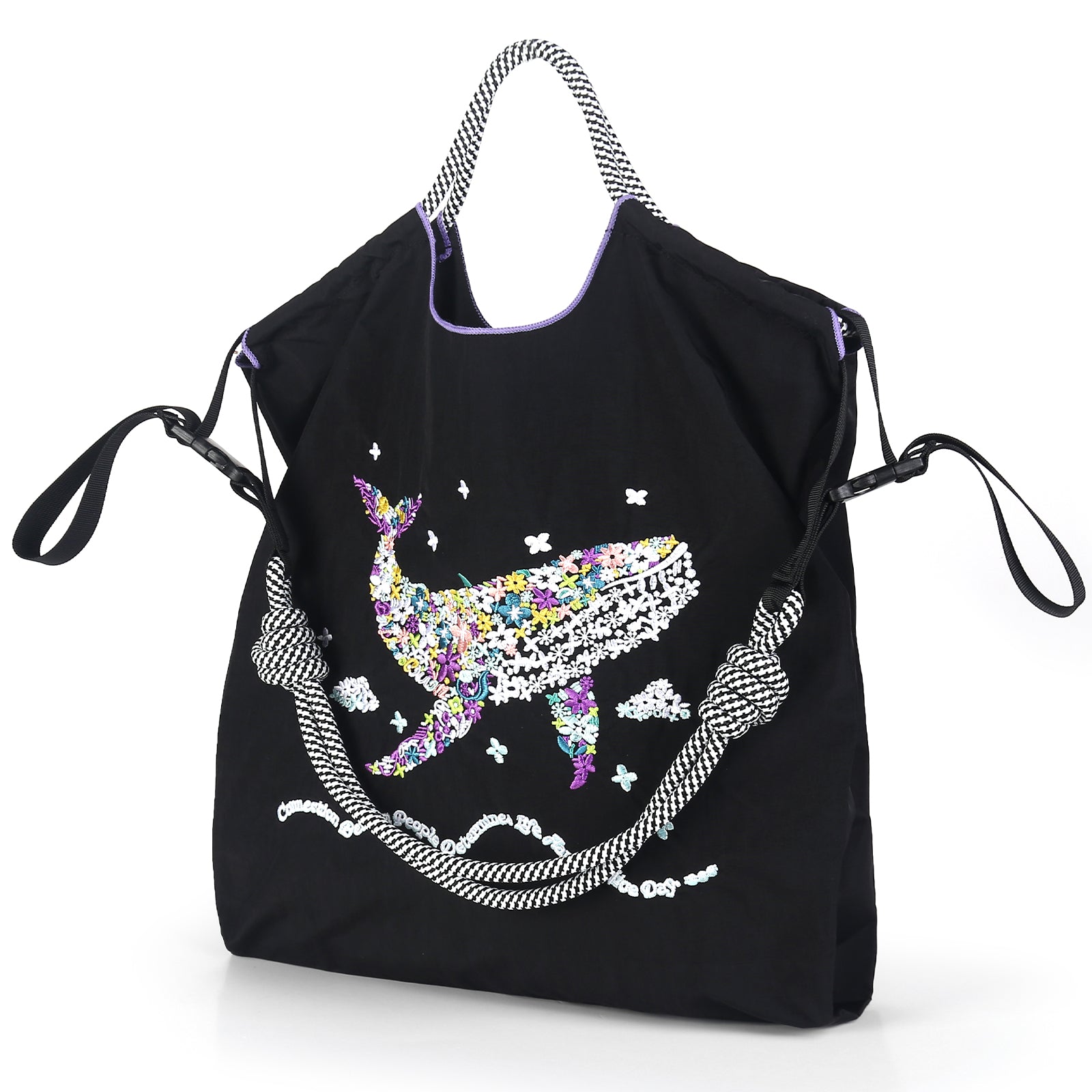 Ball&Chain Women's Fashion Handbag Embroidered Exquisite Butterfly Nylon Handbag Designed for Travel, Beach Bags（L）