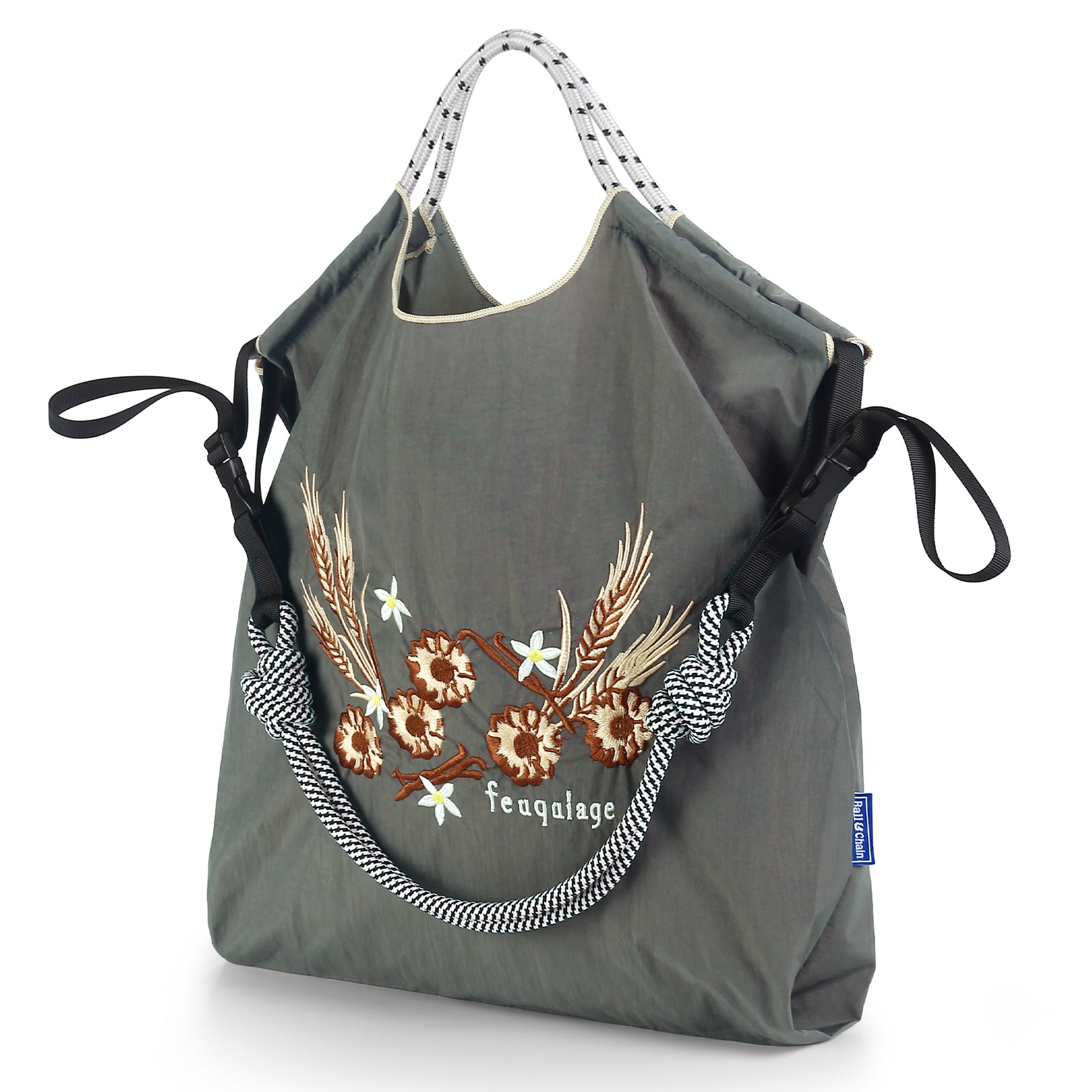 Ball&Chain The Embroidery Ultimate Nylon Tote Bag for Women - Perfect for Live Shopping, Travel, Birthdays（M）