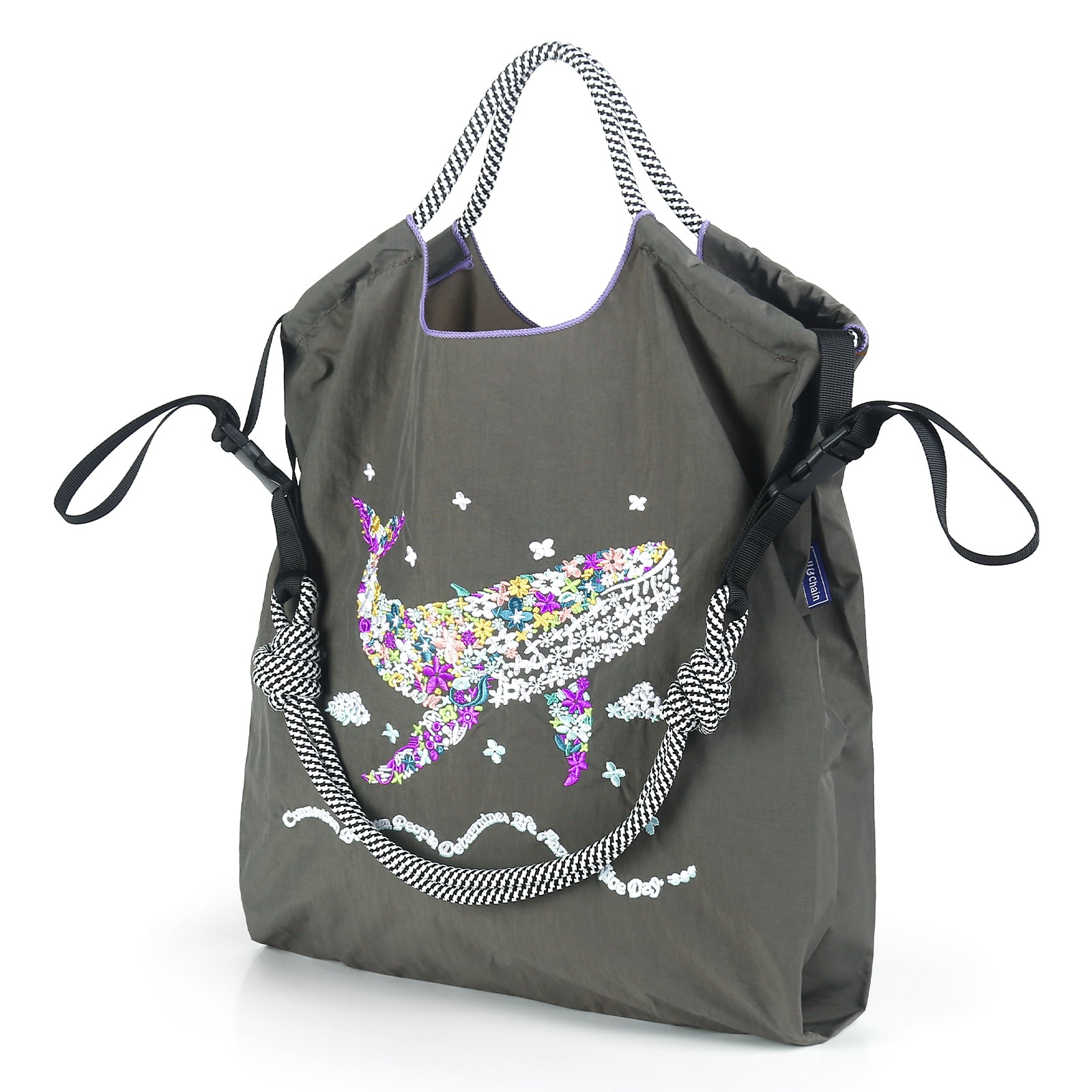 Ball&Chain Women's Fashion Handbag Embroidered Exquisite Butterfly Nylon Handbag Designed for Travel, Beach Bags（L）